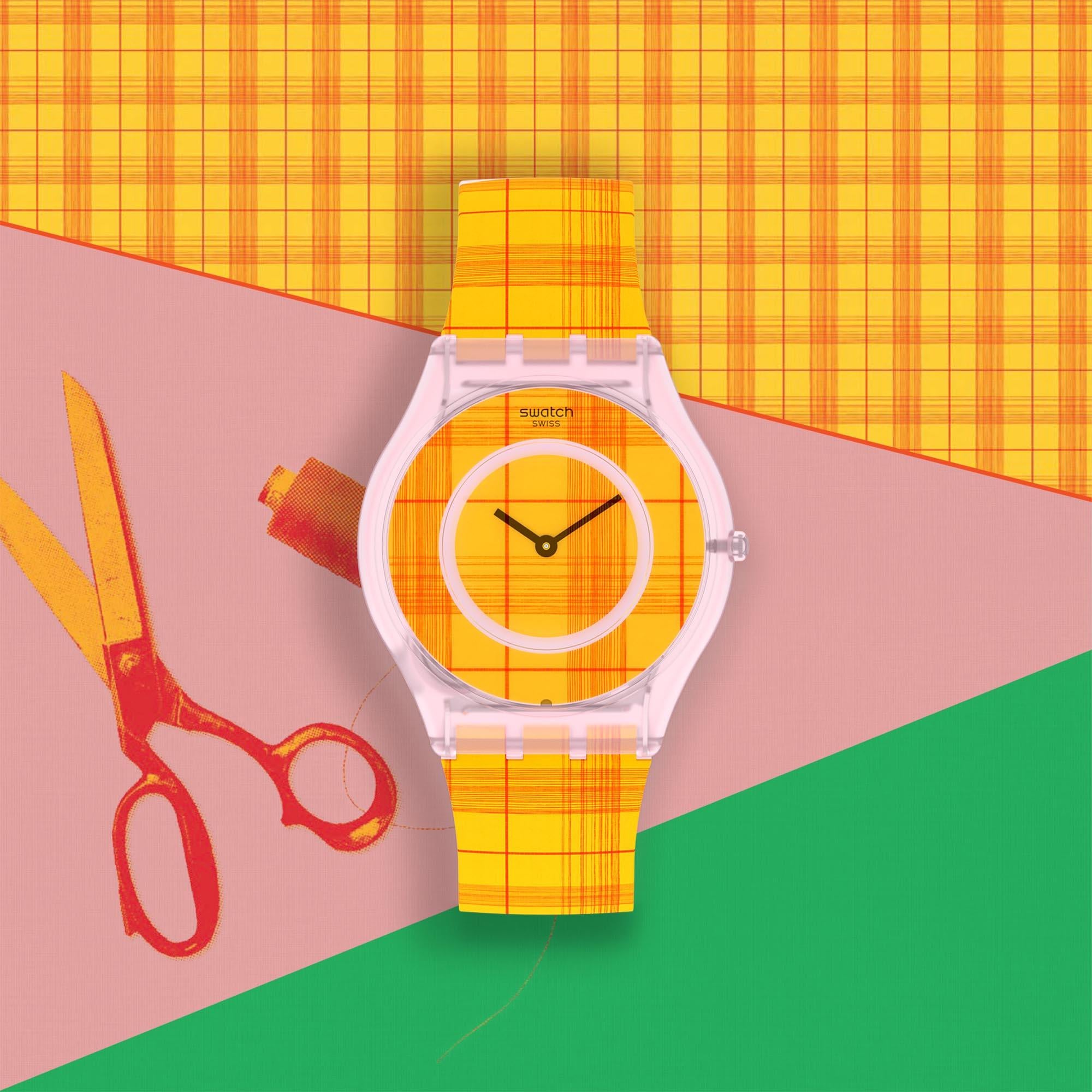 Swatch Supriya Fire Mardas 02 Quartz Orange Dial Silicone Strap Watch SS08Z105