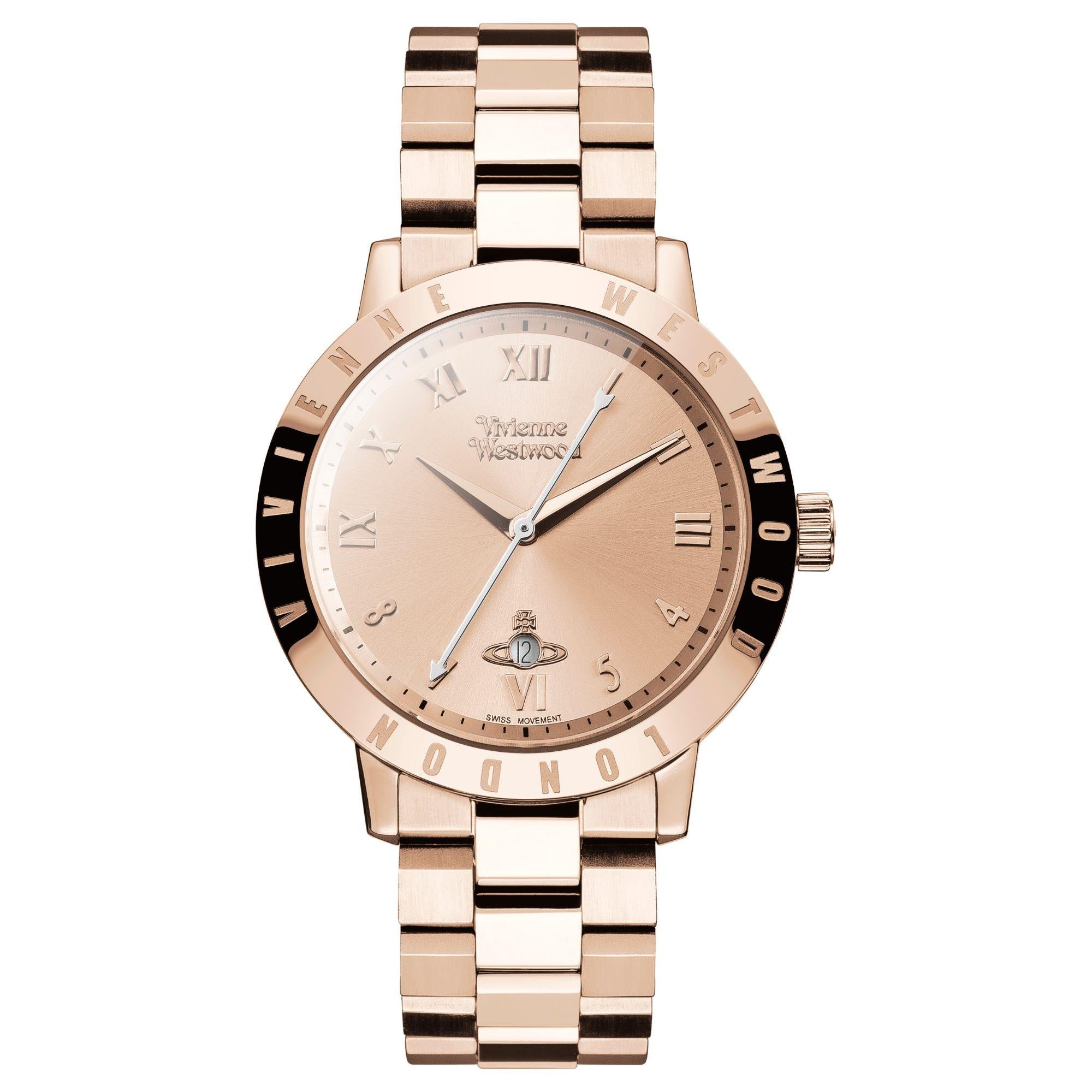 Vivienne Westwood Bloomsbury Quartz Rose Gold Dial Steel Strap Women's Watch VV152RSRS