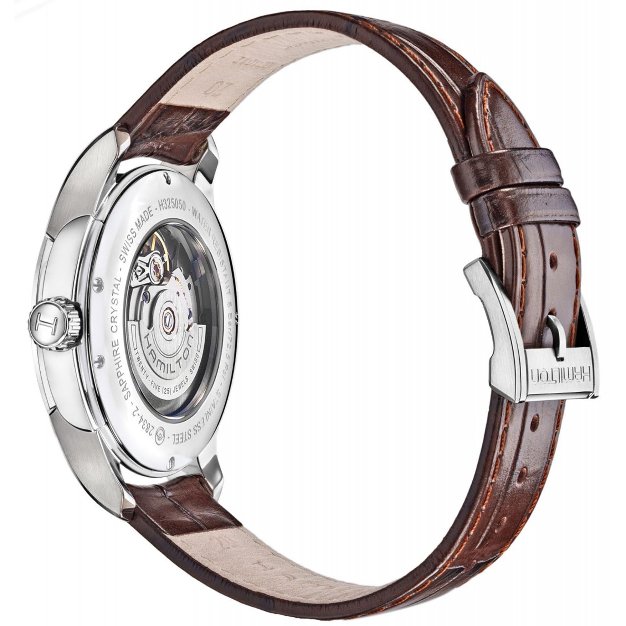 Hamilton Jazzmaster Day Date Automatic White Dial Brown Leather Strap Men's Watch H32505511