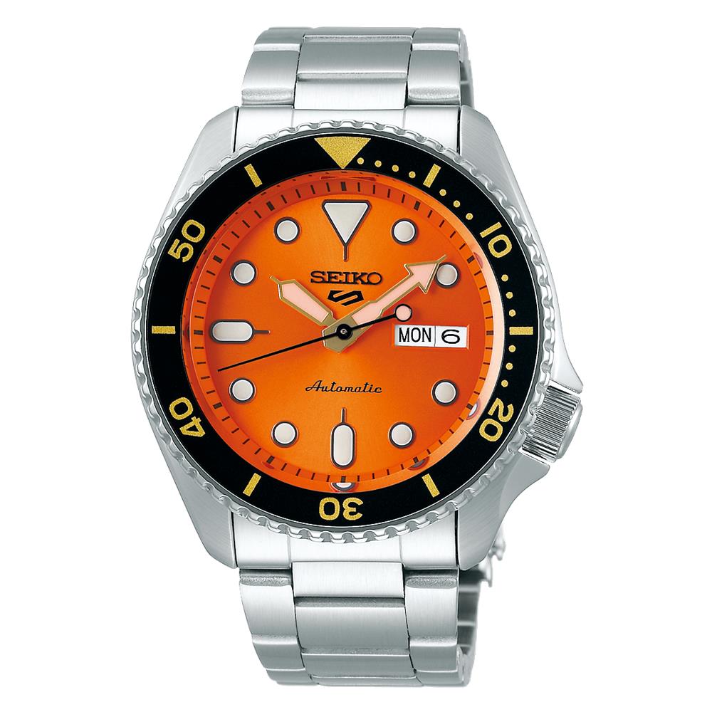 Seiko 5 Sports Automatic Orange Dial Stainless Steel Bracelet Men's Watch SRPD59K1