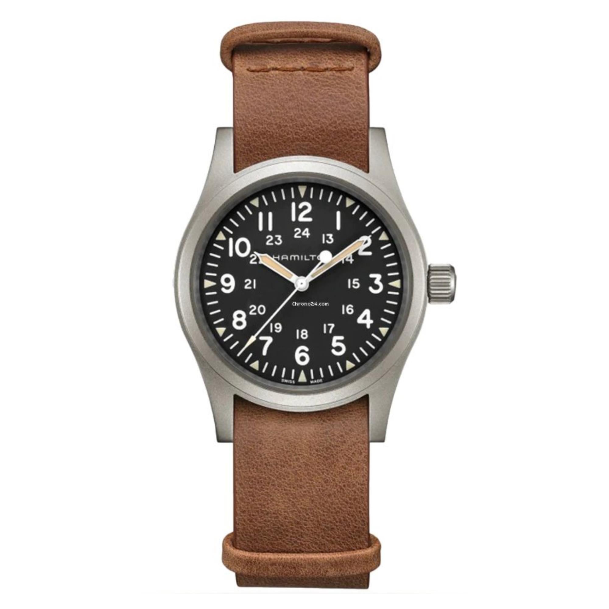 Hamilton Khaki Field Mechanical Black Dial Brown Leather Strap Men’s Watch H69439531