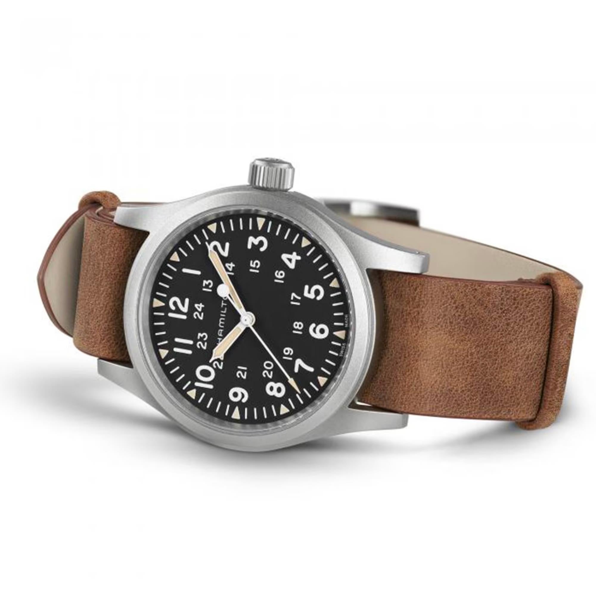 Hamilton Khaki Field Mechanical Black Dial Brown Leather Strap Men’s Watch H69439531