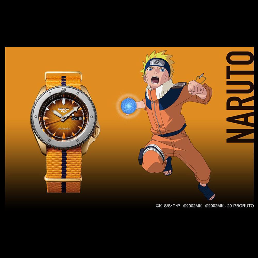 Seiko 5 Sports Naruto & Boruto Automatic Orange Dial Nylon Strap Men's Watch SRPF70K1