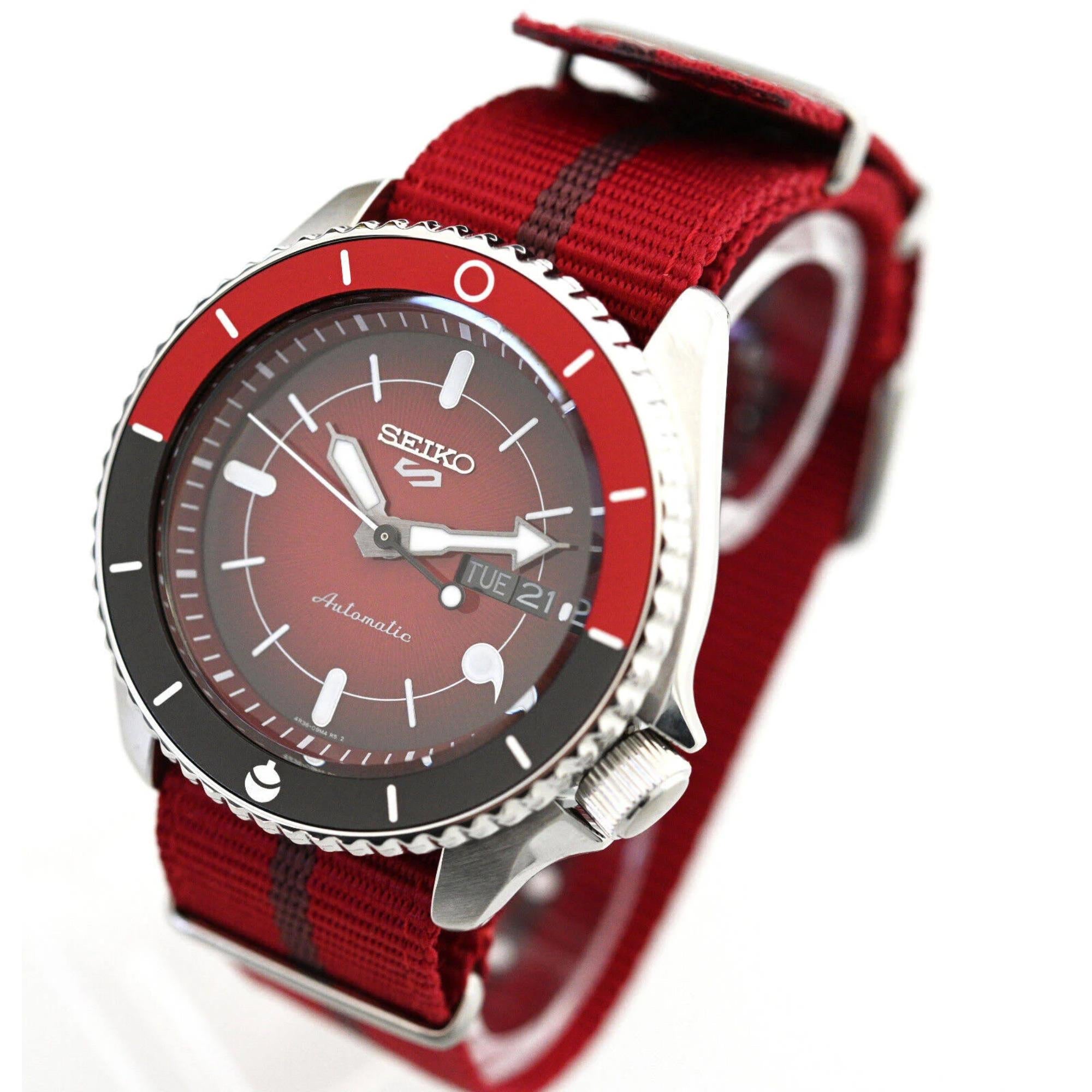 Seiko 5 Sports Boruto & Naruto “Sarada” Limited Edition Red Dial Nylon Strap Men's Watch SRPF67K1