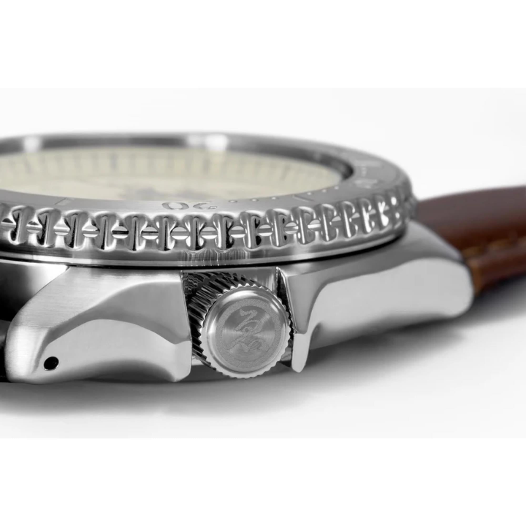 Seiko 5 Sports Evisen Skateboard Limited Edition Automatic Cream Dial Leather Strap Men's Watch SRPF93K1