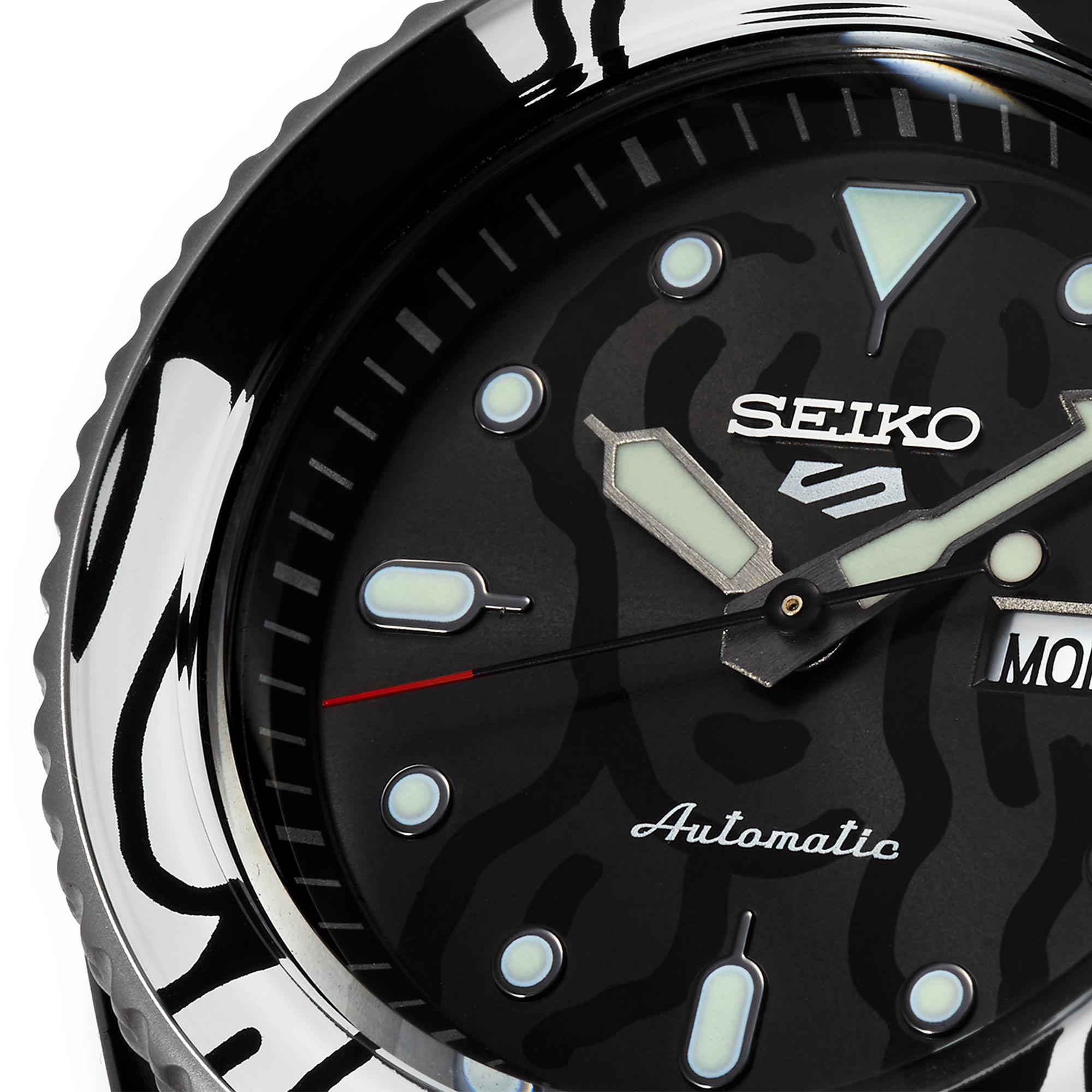 Seiko 5 Sports Auto Moai Limited Edition Automatic Movement Black Dial Leather Strap Men's Watch SRPG43K1