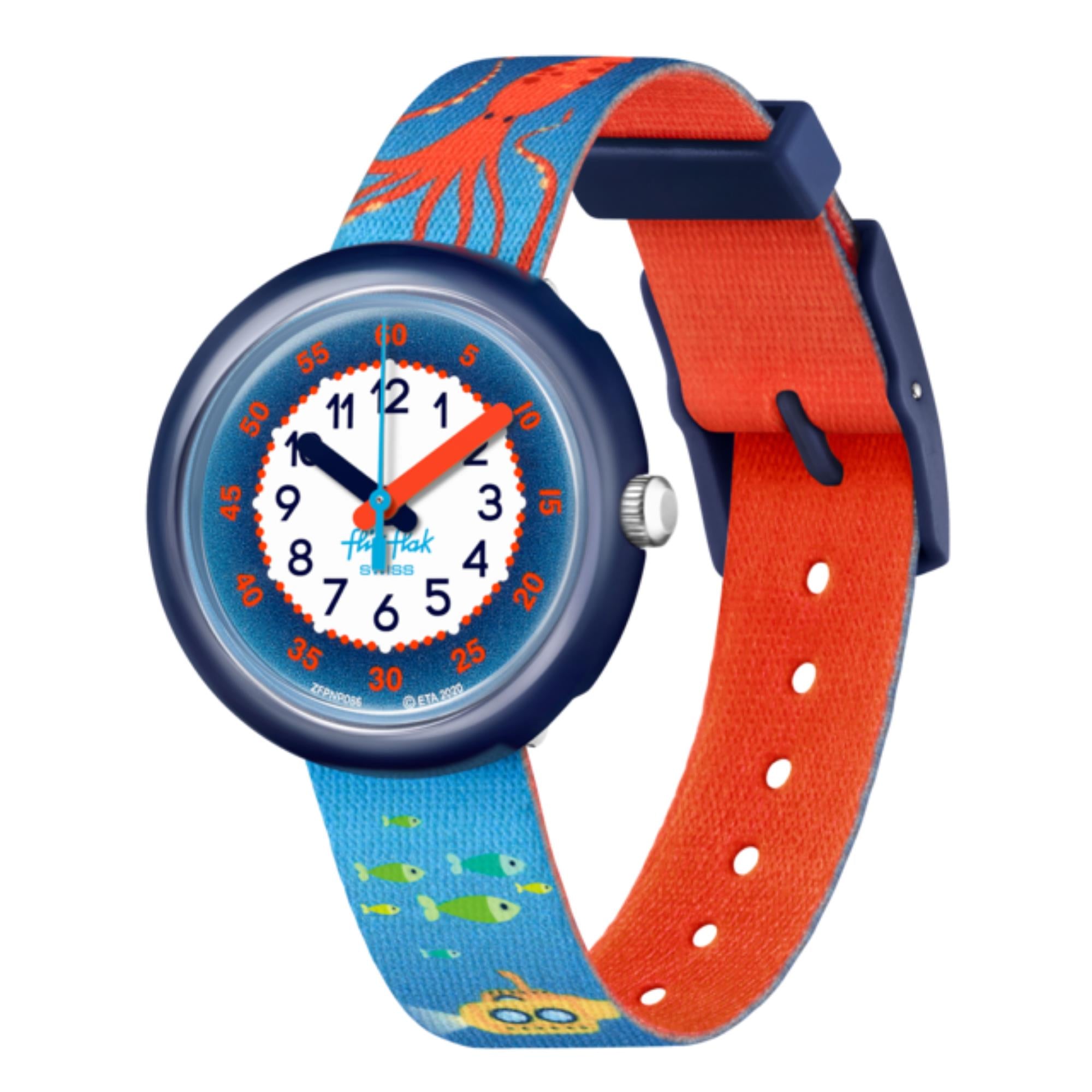 Flik Flak Sea La Vie Quartz Two Tone Dial Blue PET Recycled Strap Children’s Watch FPNP086