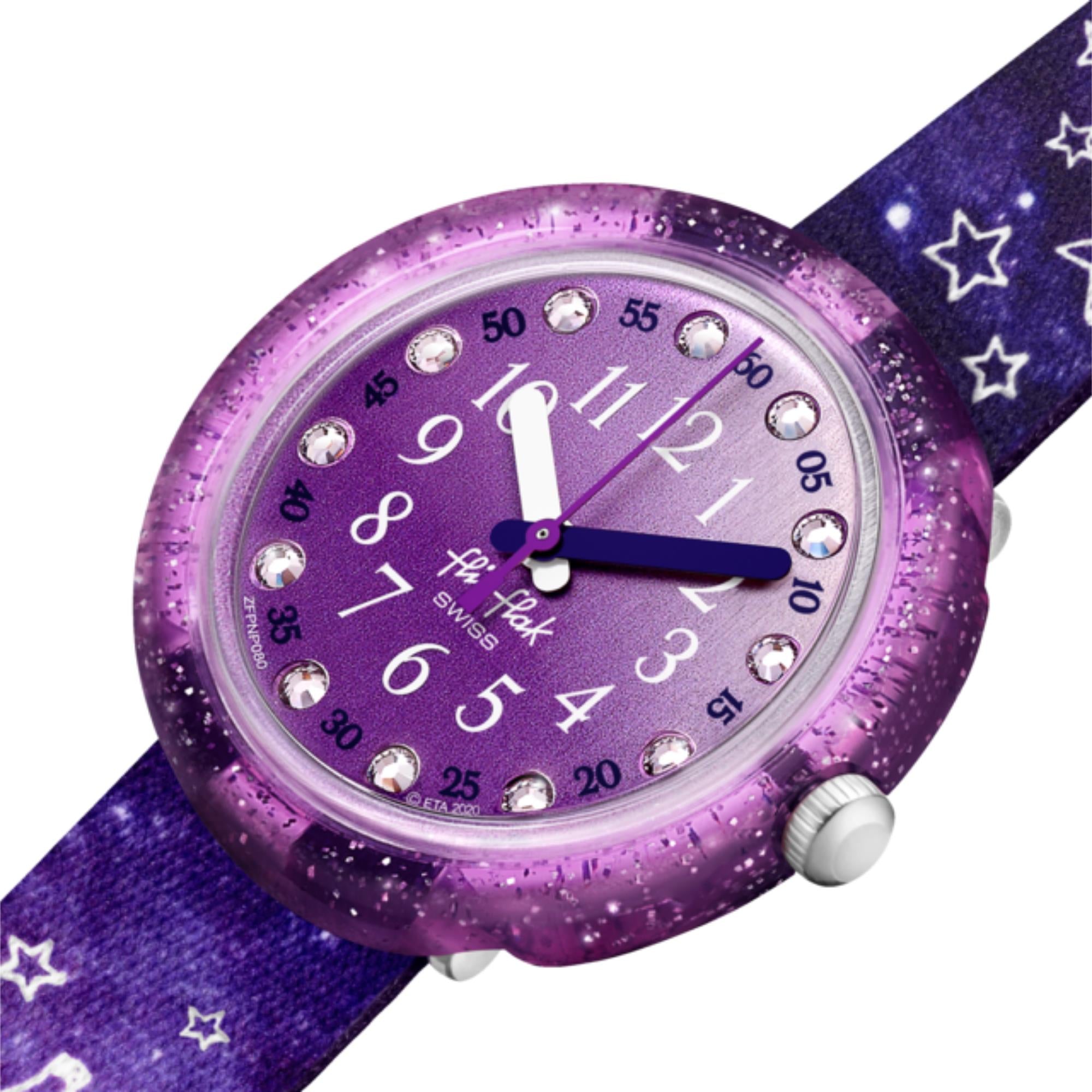 Flik Flak Giraxus Quartz Purple Dial Purple Textile Strap Children’s Watch FPNP080