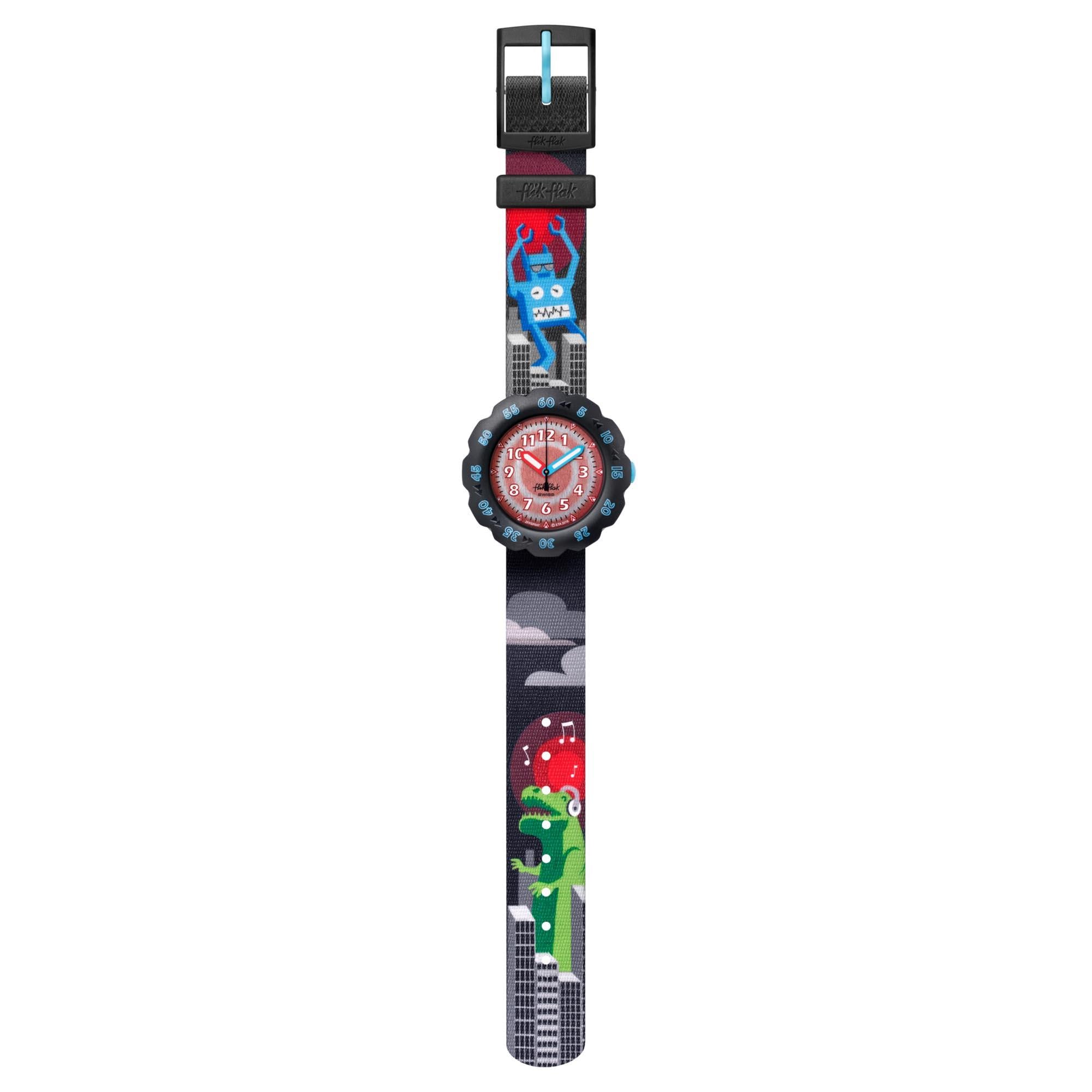 Flik Flak Colour Blast Quartz Blue Dial Blue Textile Strap Childrens Watch FPNP043