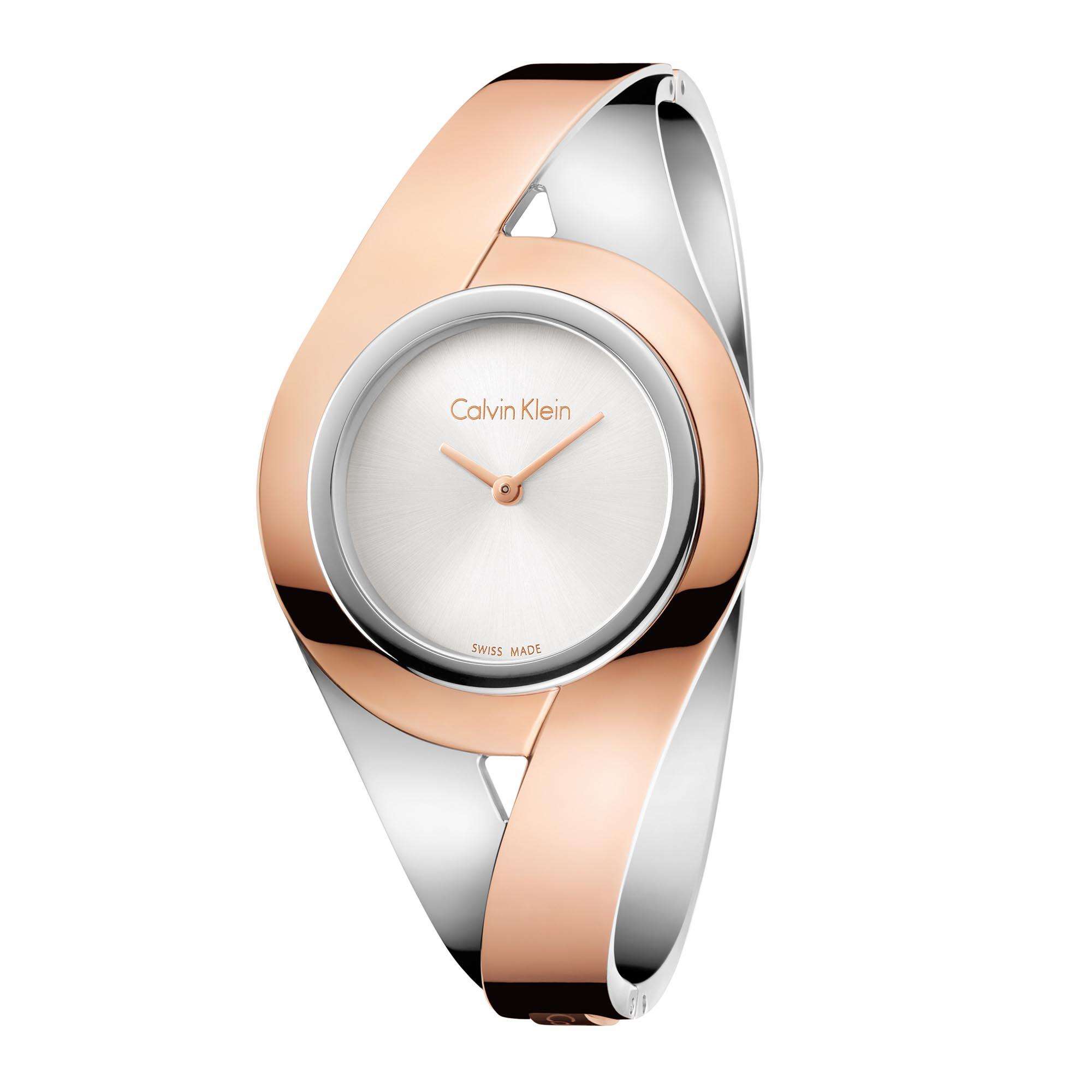 Calvin Klein Sensual Quartz Silver Dial Two Tone Stainless Steel Bracelet Ladies Watch K8E2M1Z6