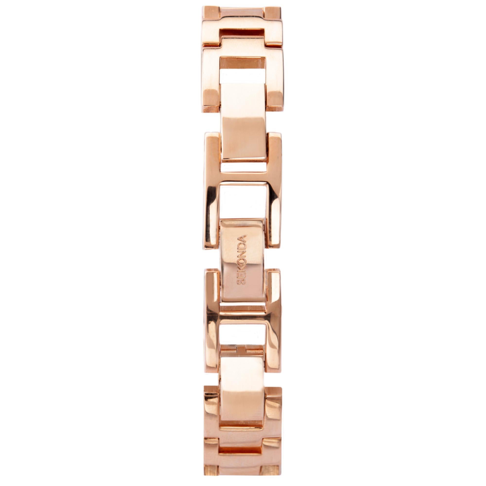 Seksy Sparkle Shimmer Quartz Rose Gold Dial Rose Gold PVD Brass Bracelet Ladies Watch 2850