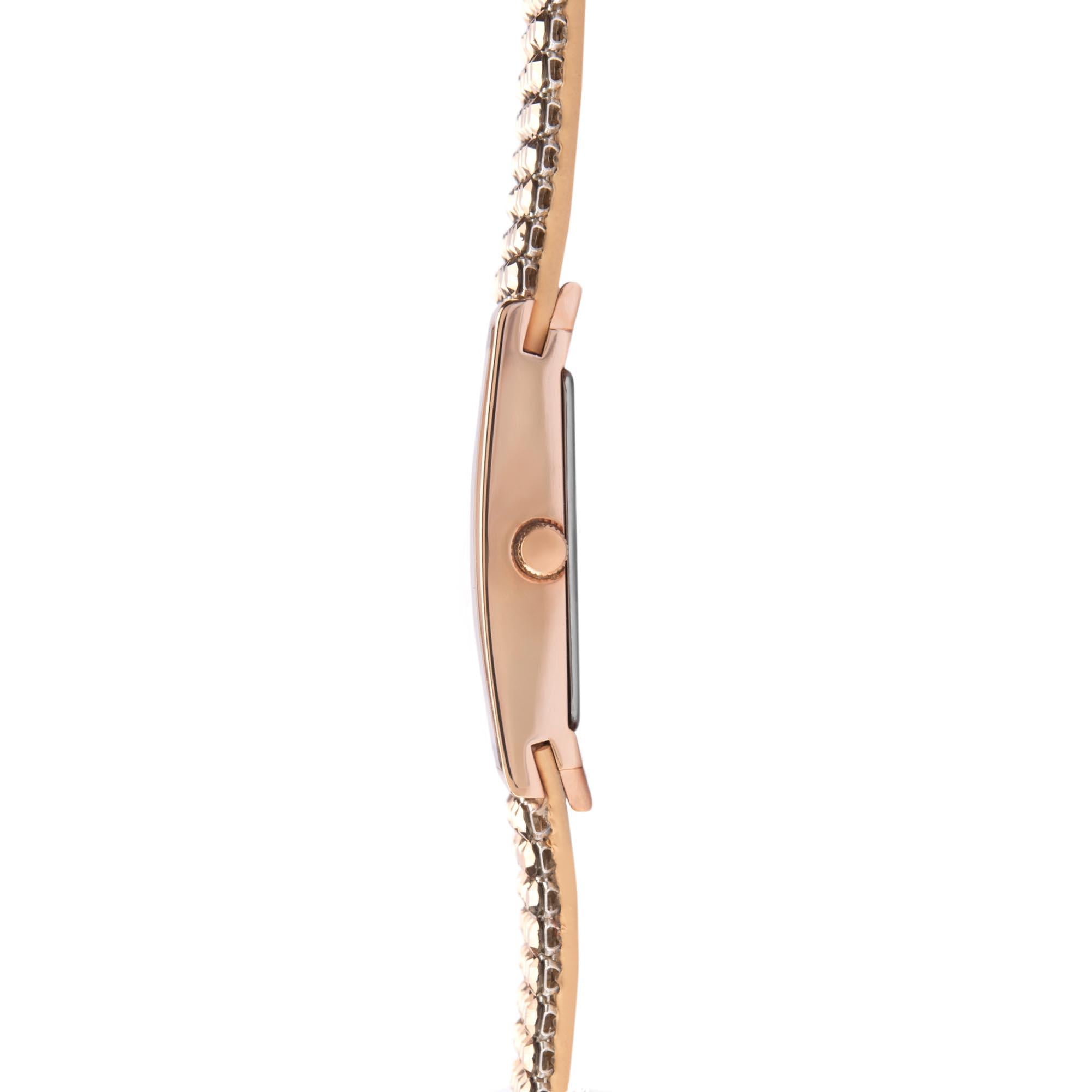 Seksy Sparkle Shimmer Quartz Rose Gold Dial Rose Gold PVD Brass Bracelet Ladies Watch 2850