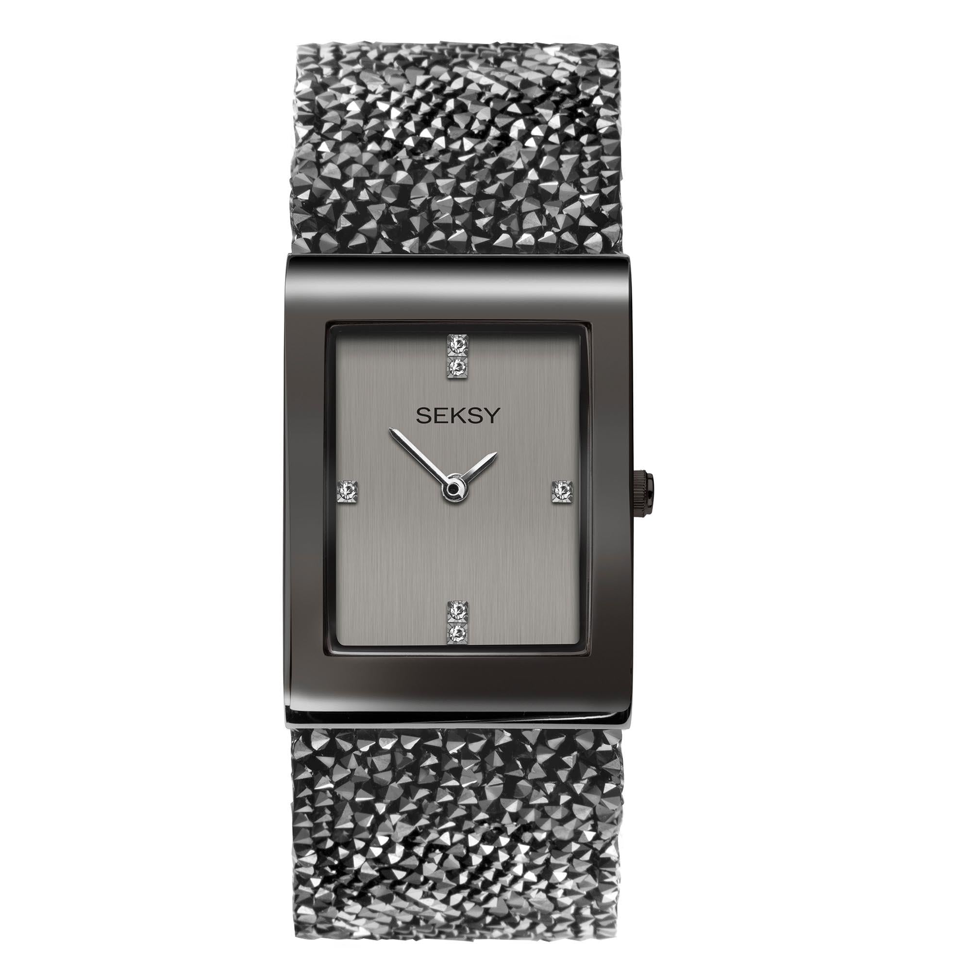 Seksy Dress Quartz Black Dial Black PVD Brass Bracelet Ladies Watch 2654