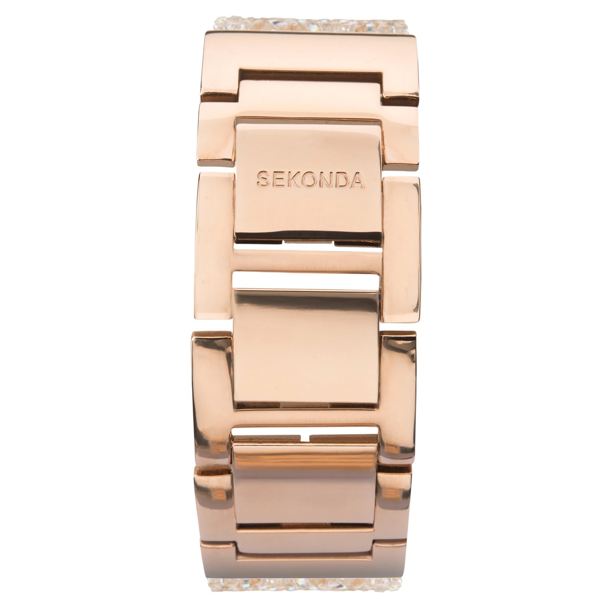 Seksy Rocks Quartz Rose Gold Dial Rose Gold Brass Bracelet Ladies Watch 2722