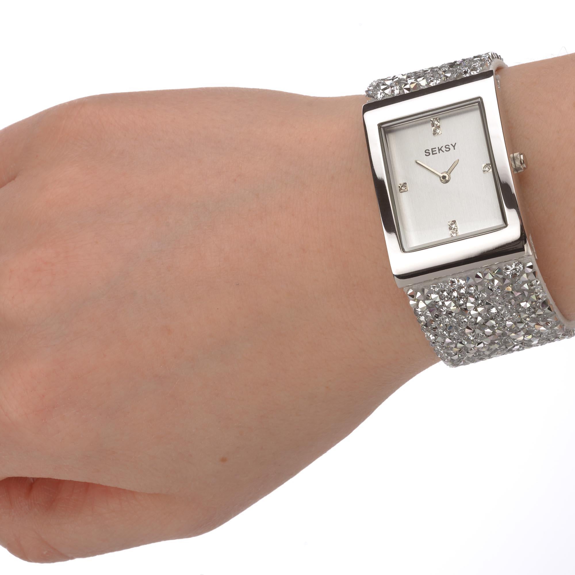 Seksy Dress Quartz Silver Dial Silver PVD Brass Bracelet Ladies Watch 2652