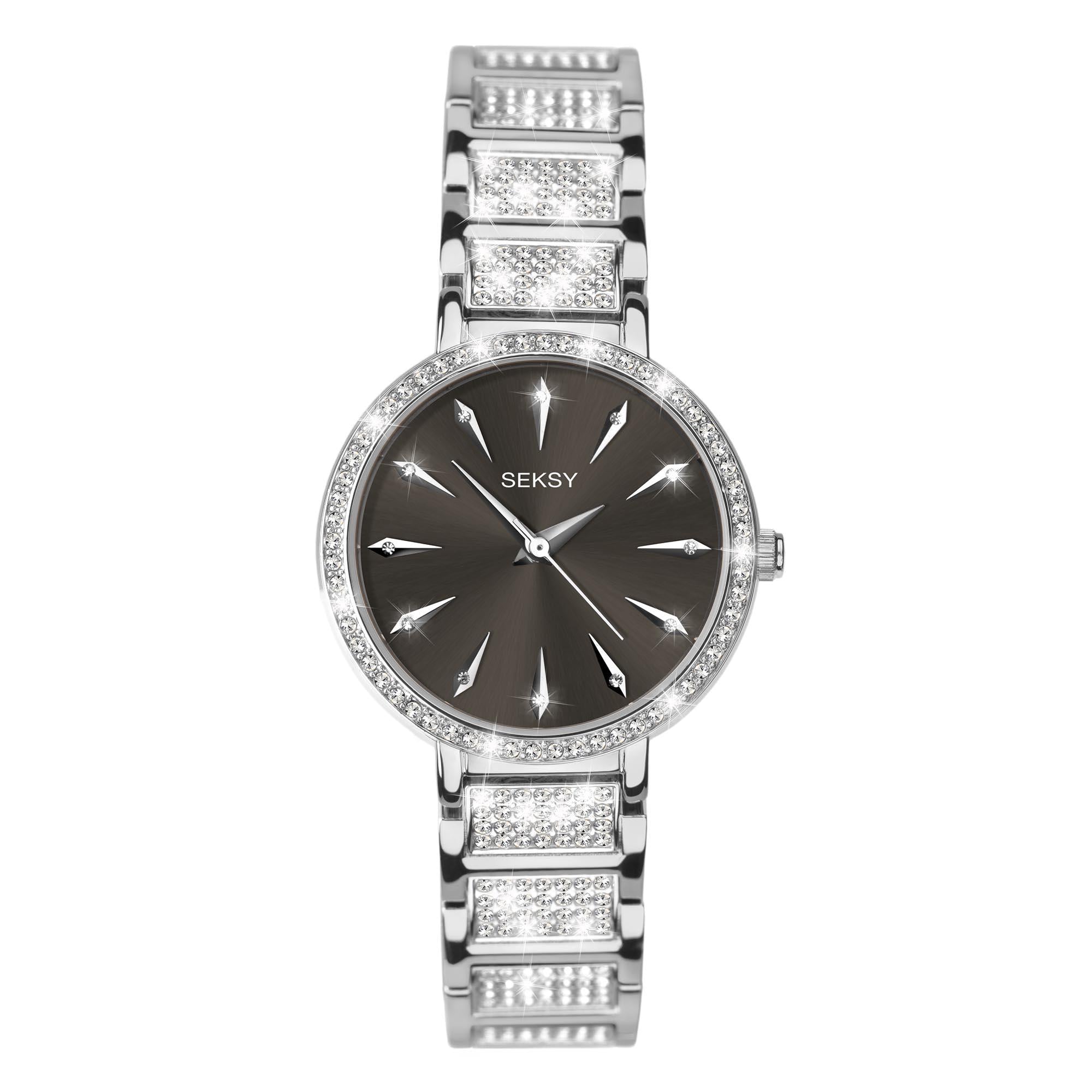 Seksy Quartz Black Dial Stainless Steel Bracelet Ladies Watch 2731