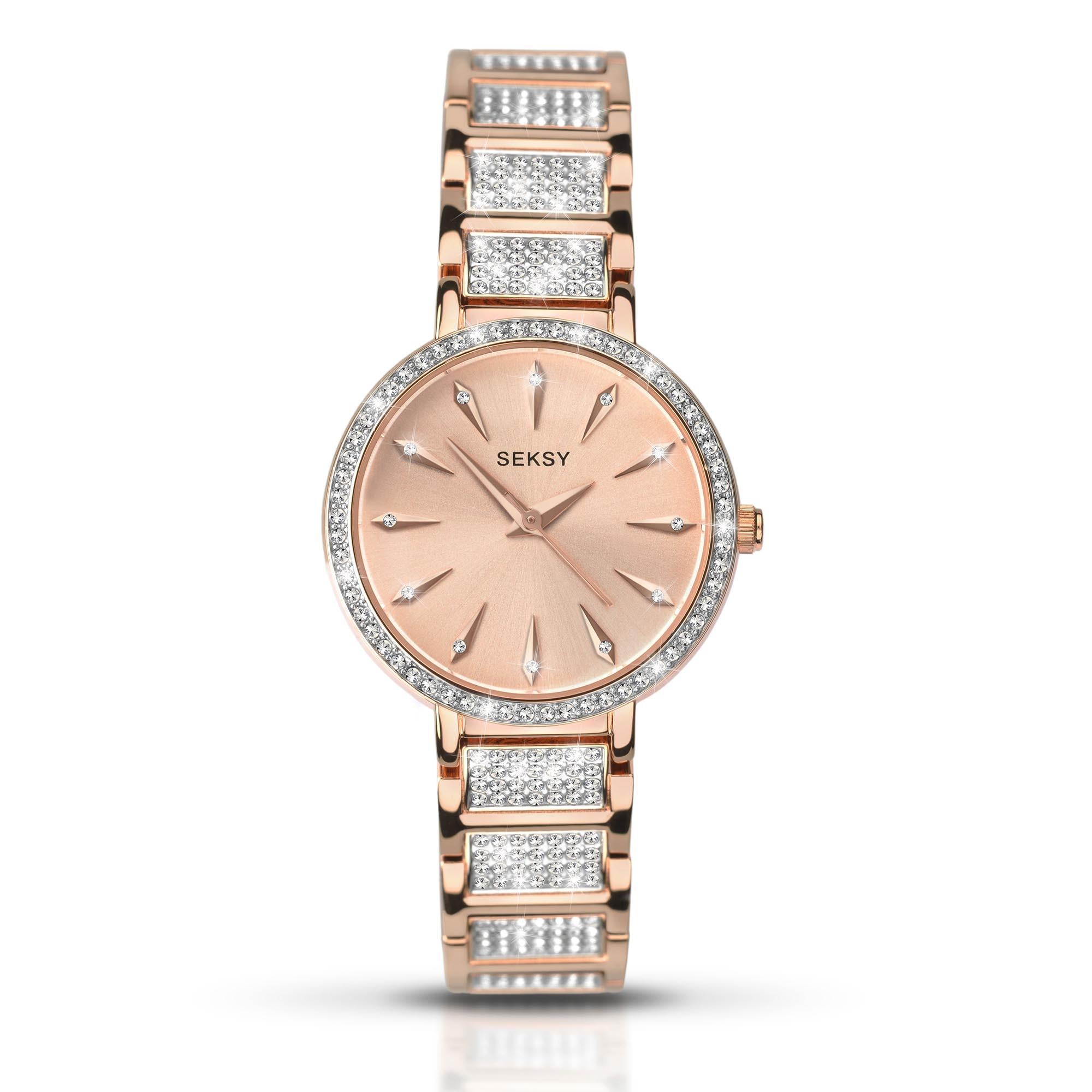 Seksy Classic Quartz Rose Gold Dial Rose Gold PVD Brass Bracelet Ladies Watch 2372