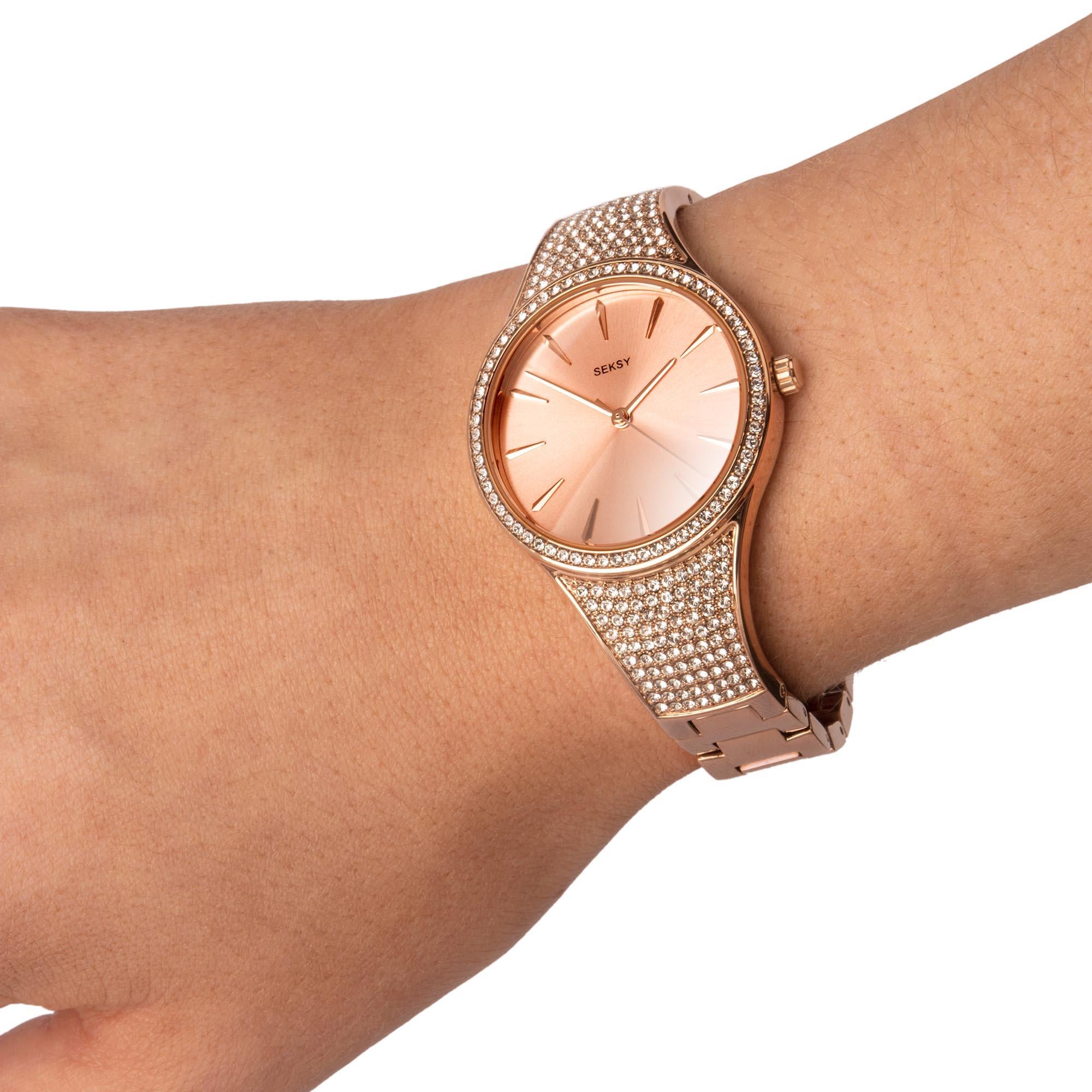 Seksy Quartz Rose Gold Dial Rose Gold PVD Stainless Steel Bracelet Ladies Watch 2669