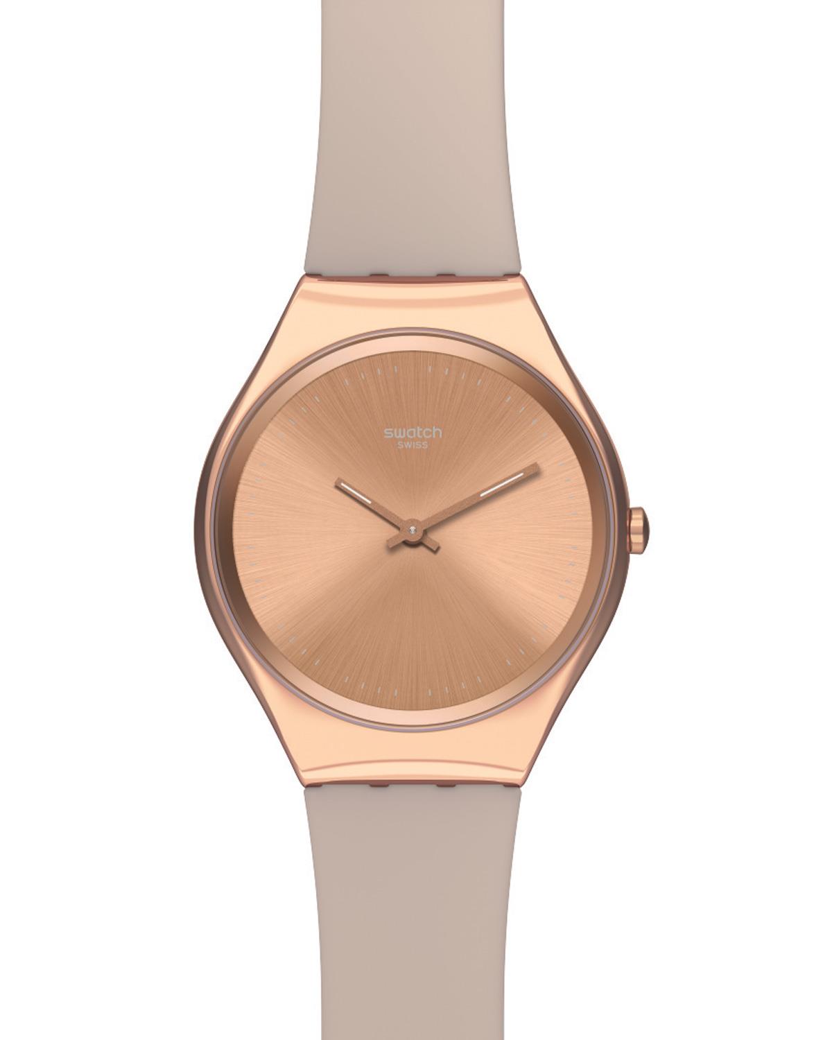Swatch Skinrosee Silicone Strap Pink Dial Ladies Watch SYXG101