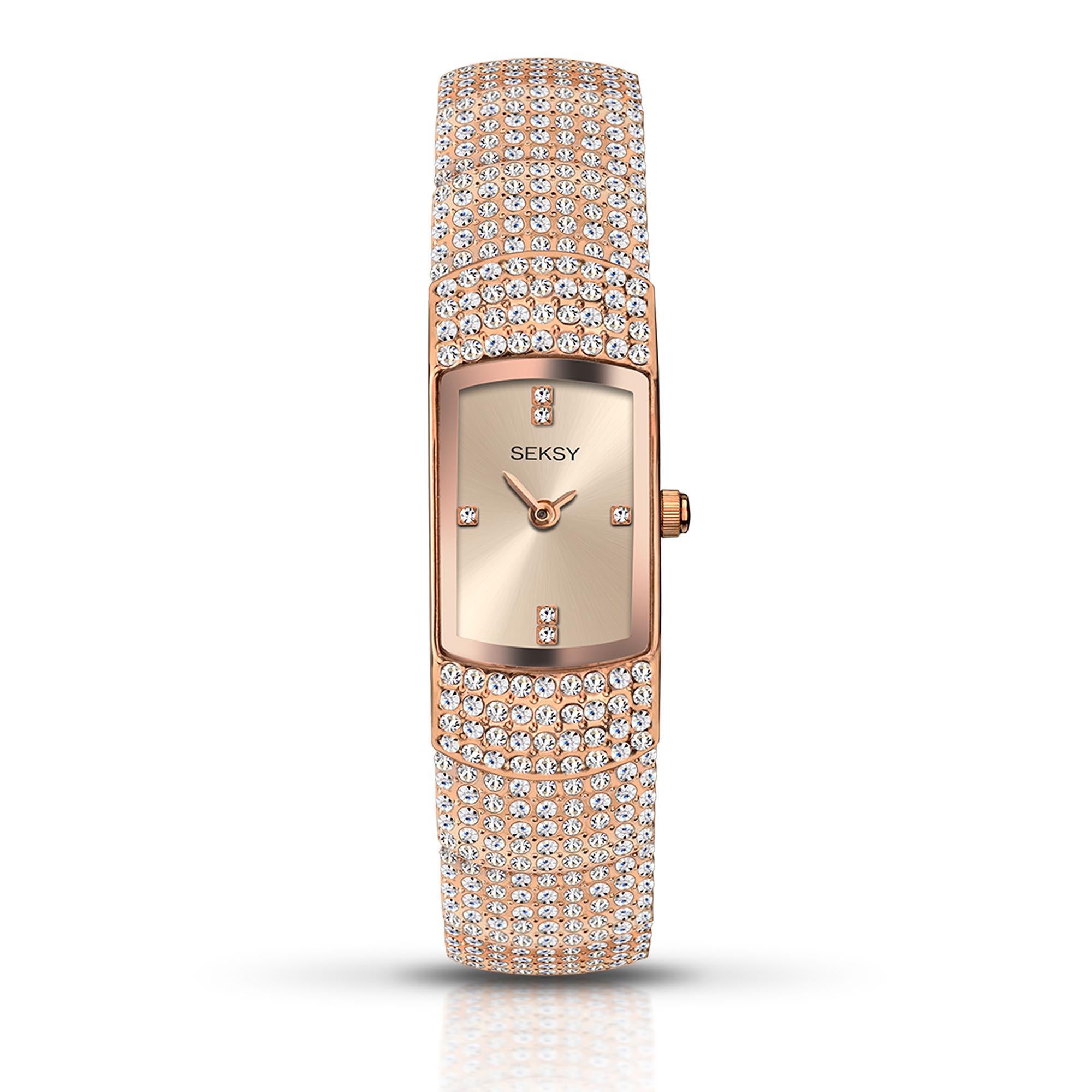 Seksy Dress Quartz Rose Gold Dial Rose Gold PVD Brass Bracelet Ladies Watch 2374