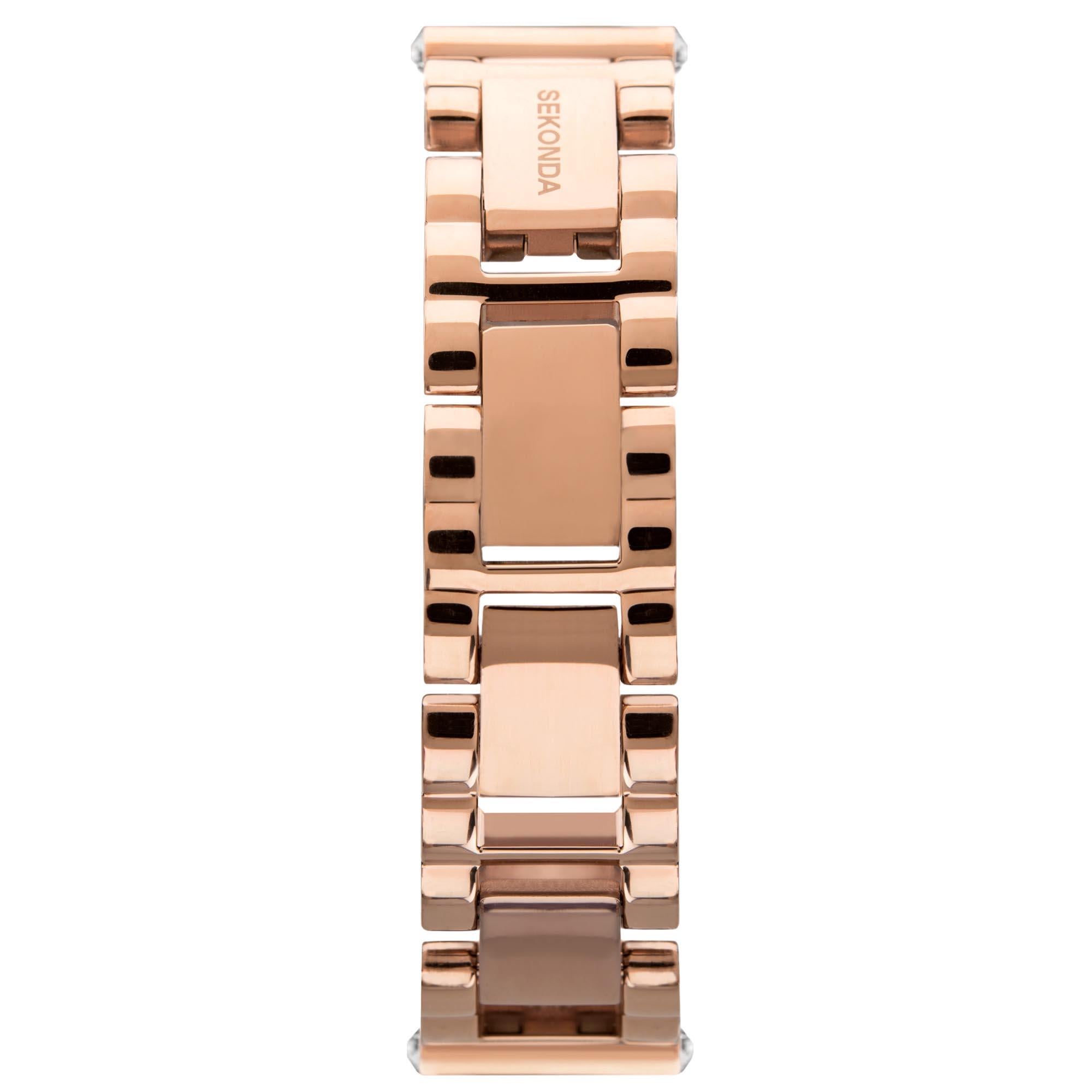 Seksy Edge Quartz Rose Gold Dial Rose Gold Stainless Steel Bracelet Ladies Watch 40046