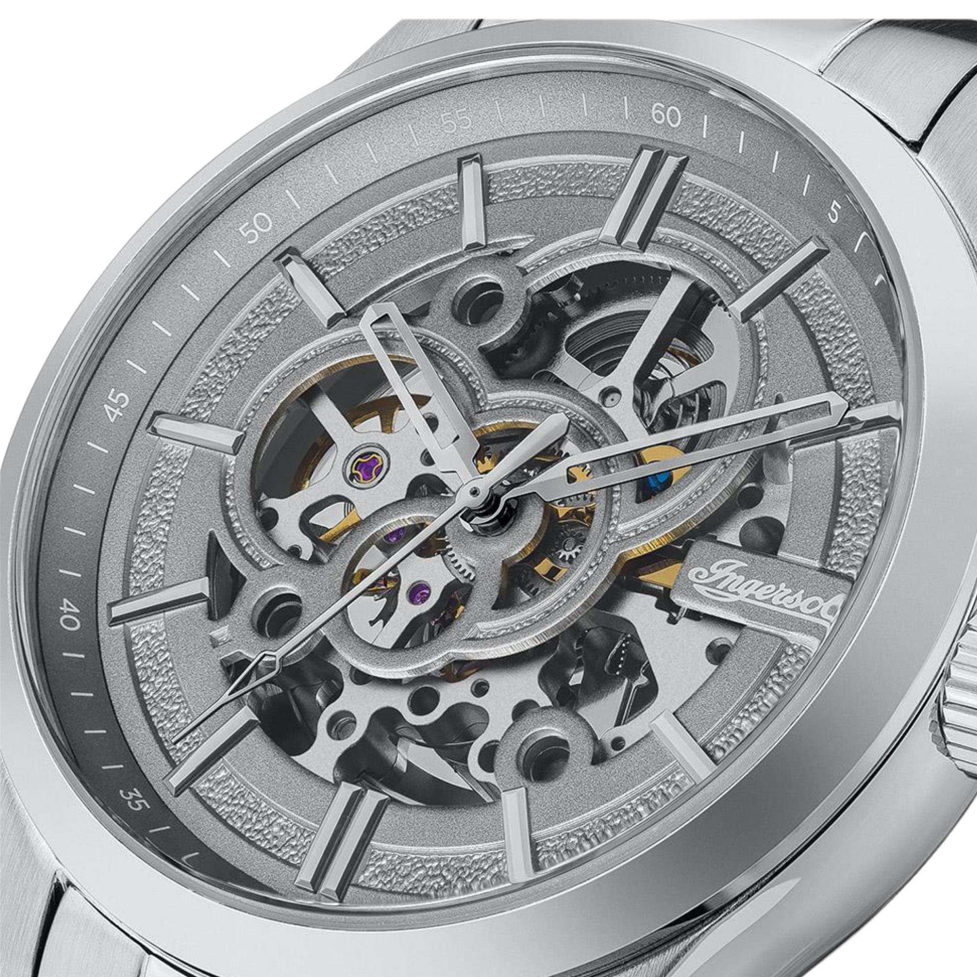 Ingersoll ‘The Armstrong’ Automatic Grey Dial Stainless Steel Bracelet Men’s Watch I06804B