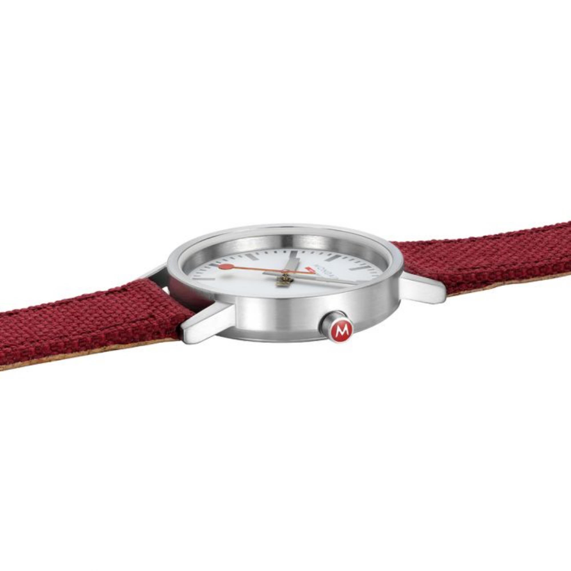 Mondaine Classic Quartz White Dial Red Textile Strap Ladies Watch A658.30323.17SBC1