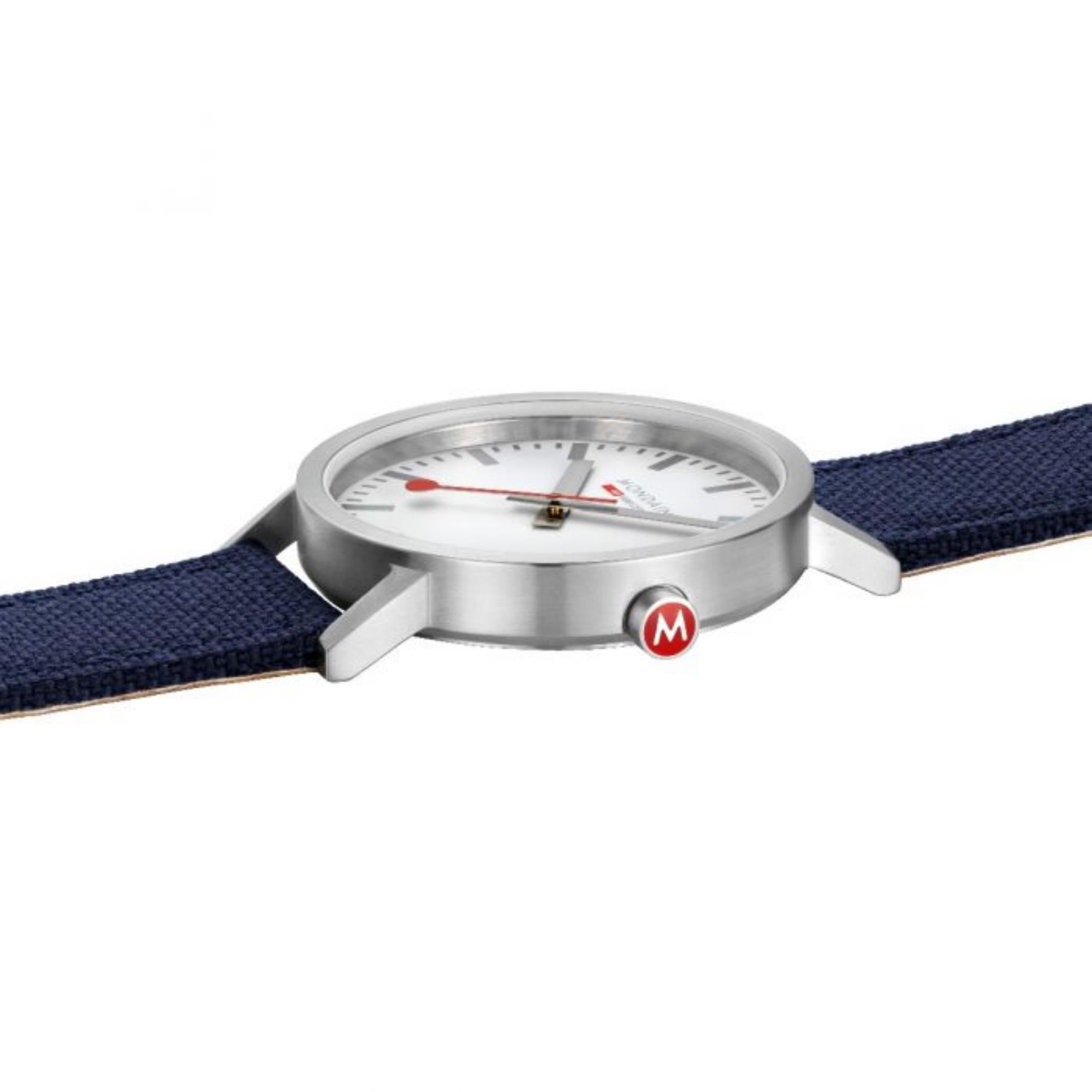 Mondaine Classic Quartz White Dial Blue Textile Strap Unisex Watch A660.30360.17SBD1