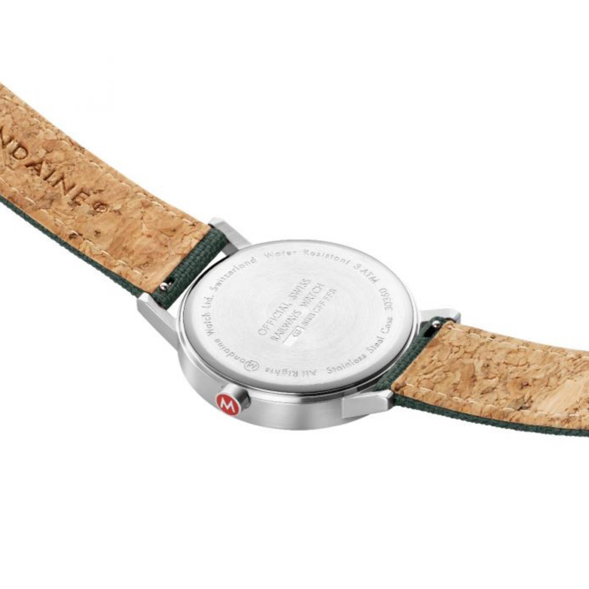 Mondaine Classic Quartz White Dial Green Textile Strap Unisex Watch A660.30360.17SBS