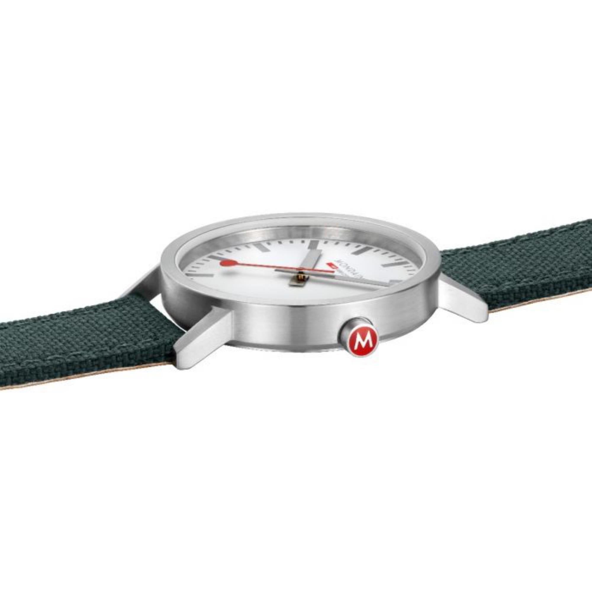 Mondaine Classic Quartz White Dial Green Textile Strap Unisex Watch A660.30360.17SBS