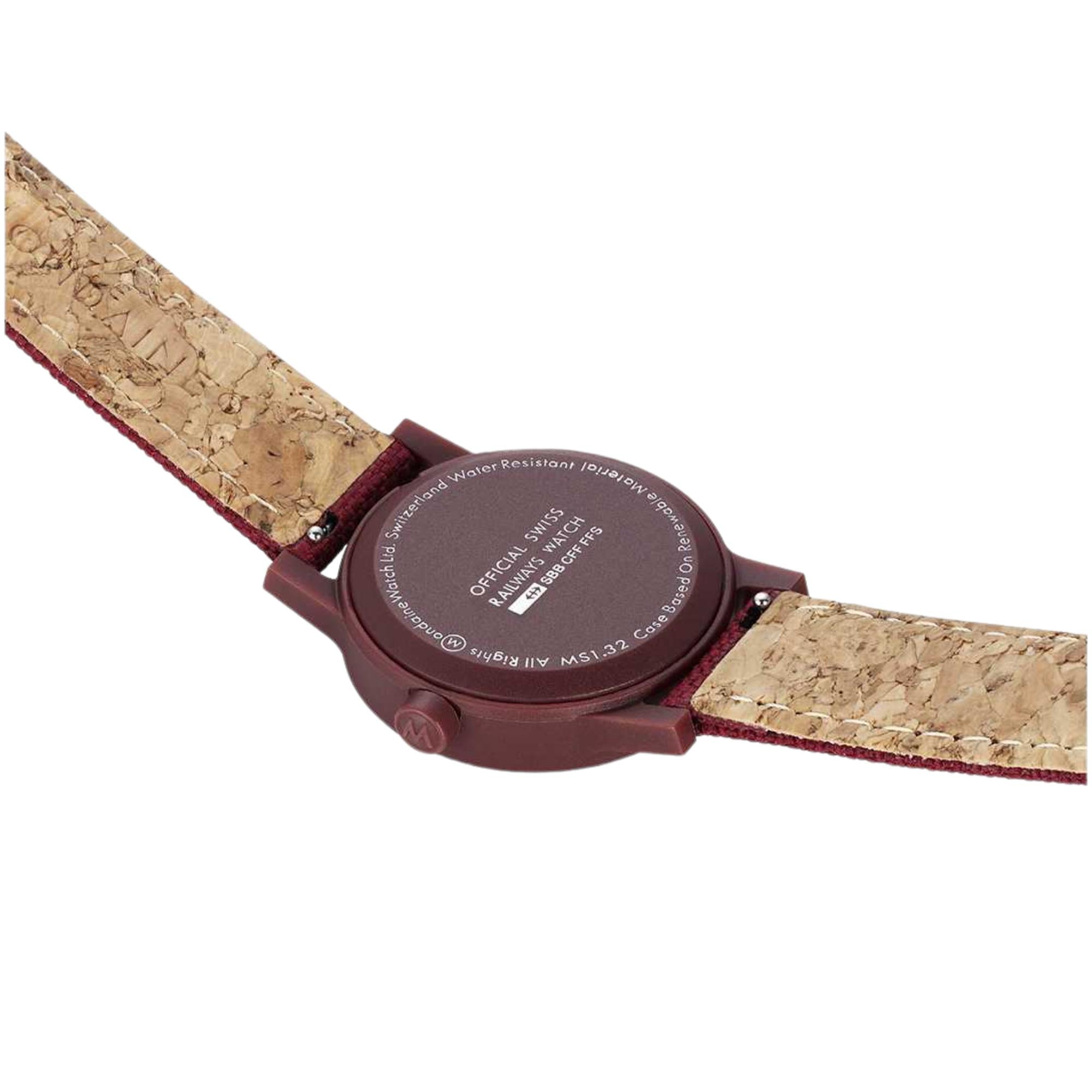 Mondaine Essence Quartz Red Dial Recycled Textile Strap Ladies Watch MS1.32130.LC