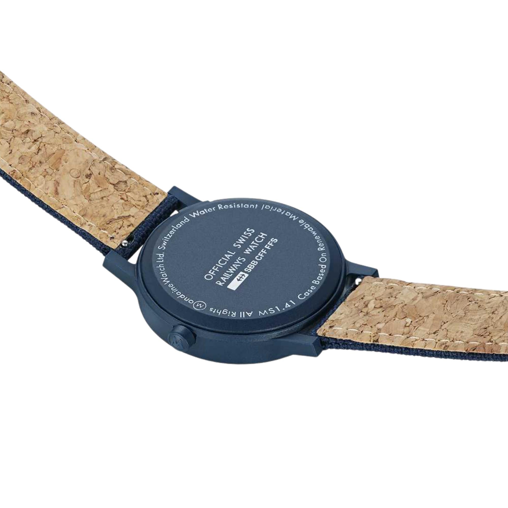 Mondaine Essence Quartz Blue Dial Blue Recycled Textile Strap Unisex Watch MS1.41140.LD