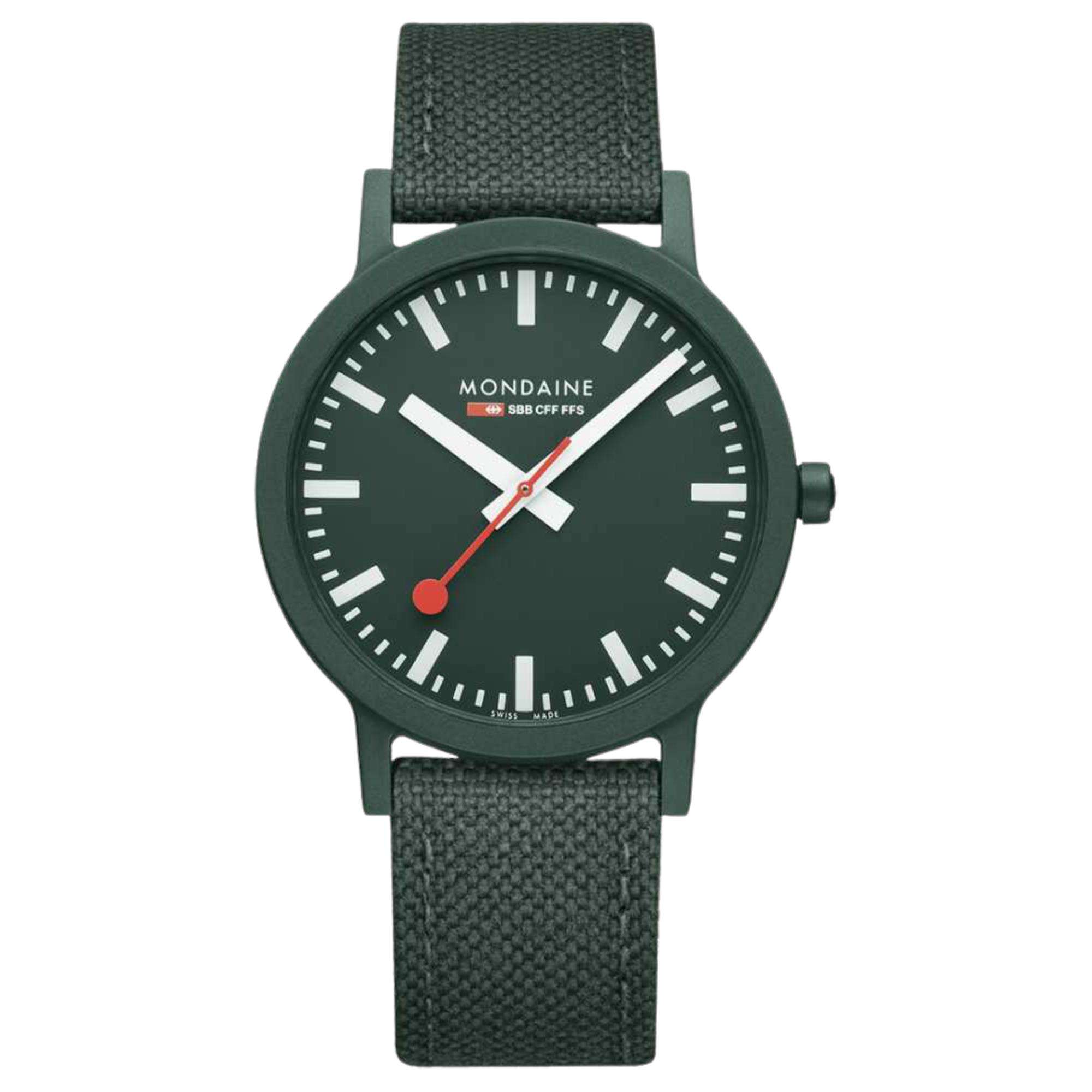 Mondaine Essence Quartz Green Dial Textile Strap Men's Watch MS1.41160.LF