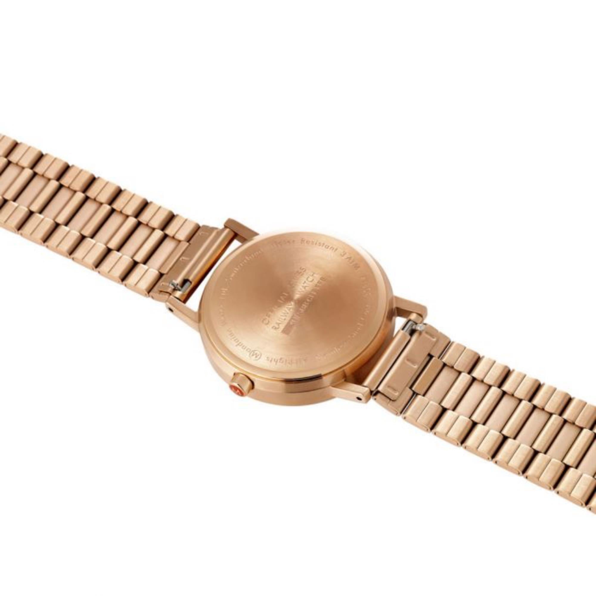 Mondaine Classic Quartz Rose Gold Stainless Steel Bracelet Black Dial Unisex Watch A660.30360.16SBR