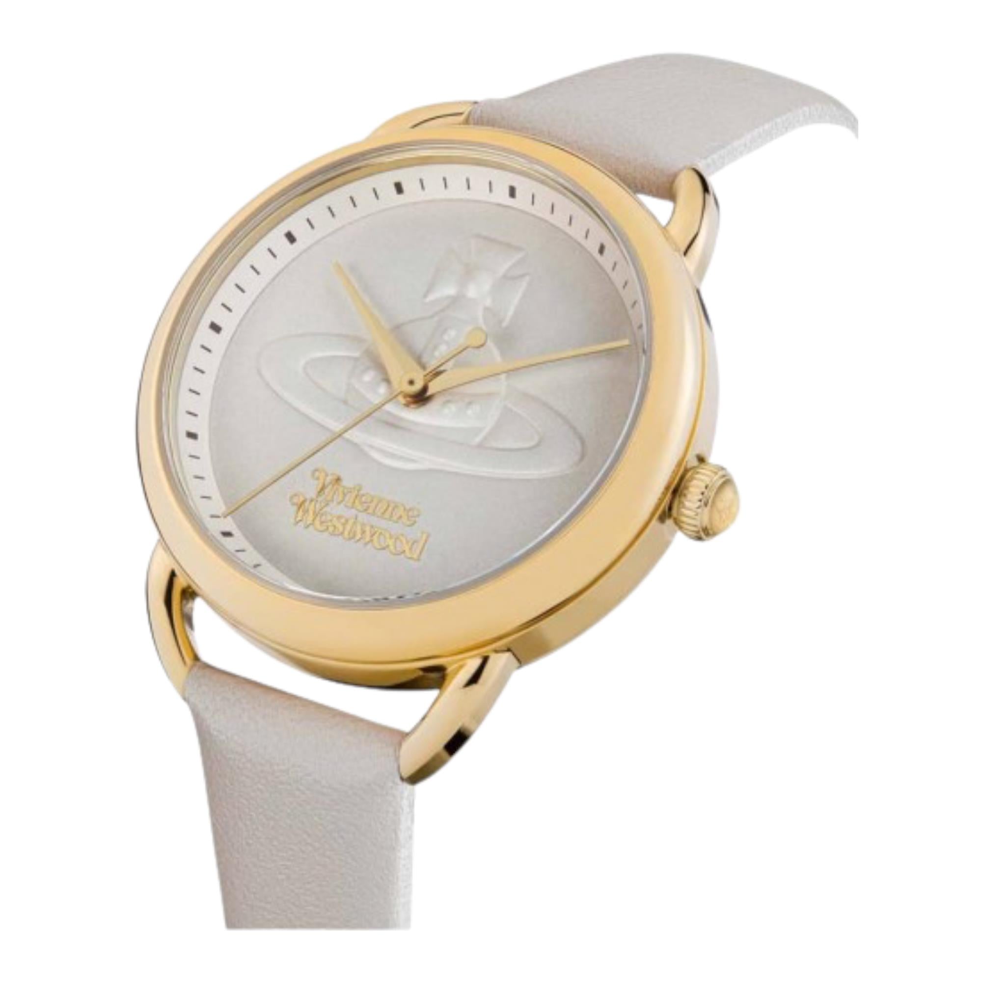 Vivienne Westwood Carnaby Ladies Quartz Watch with Cream Dial & Cream Leather Strap VV163GDCM