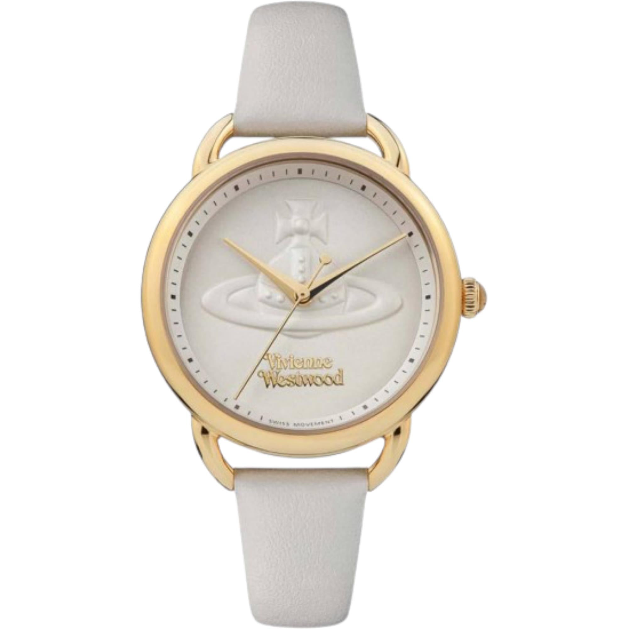 Vivienne Westwood Carnaby Ladies Quartz Watch with Cream Dial & Cream Leather Strap VV163GDCM