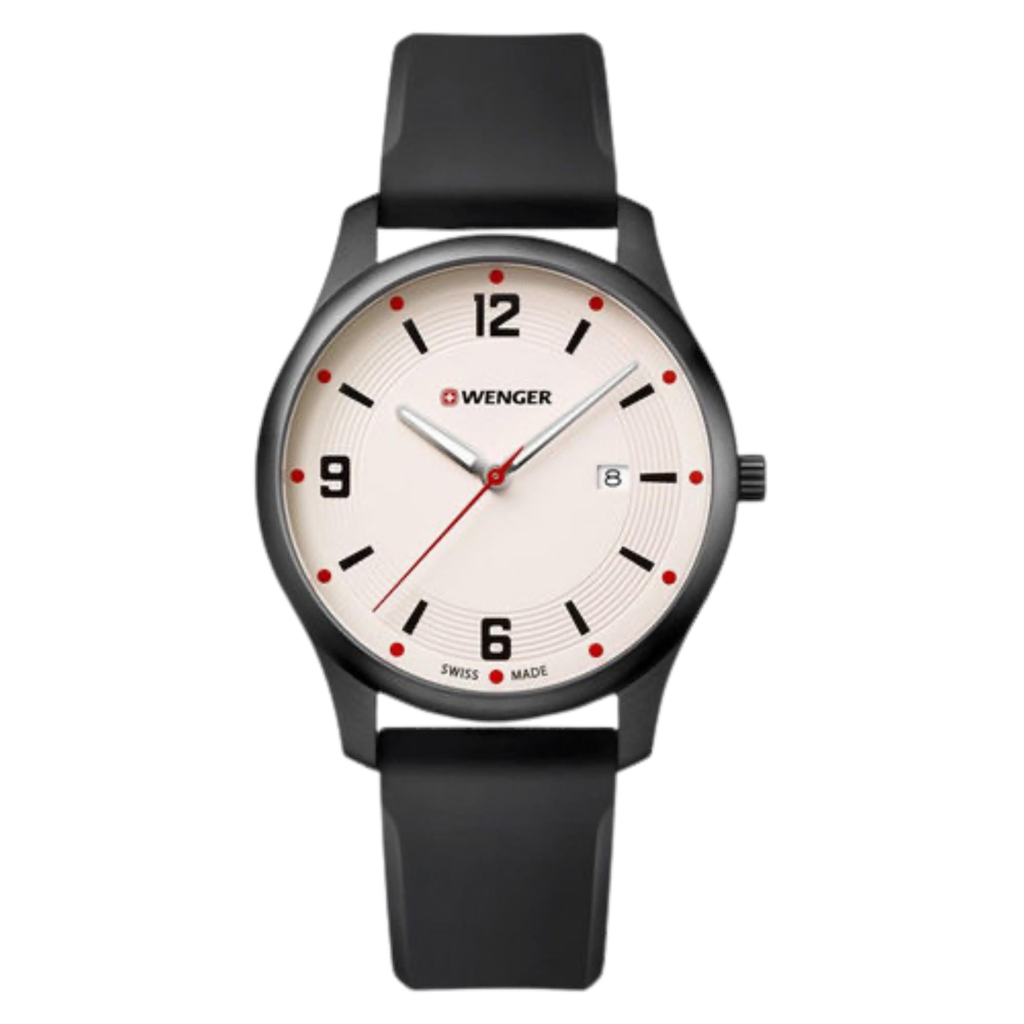 Wenger City Active Black Dial Black Silicone Strap Men's Watch 01.1441.123