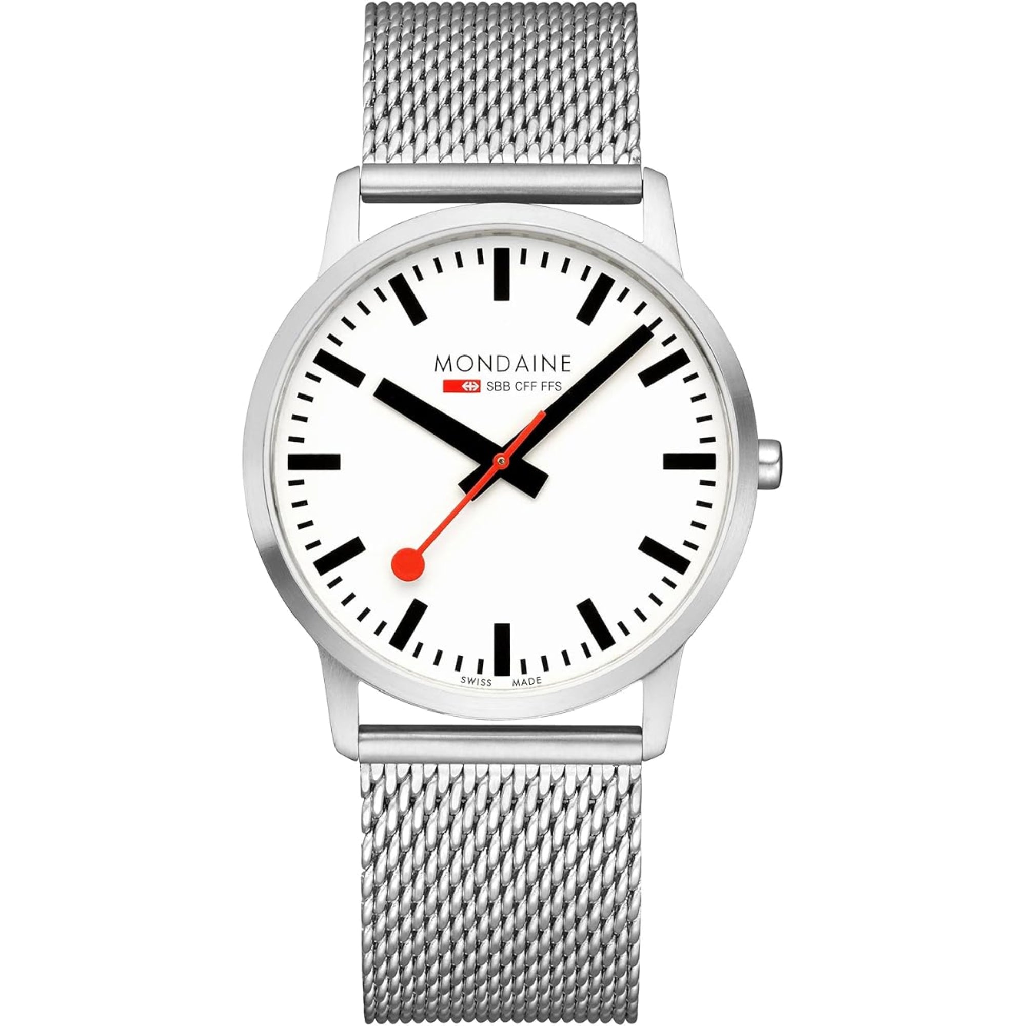 Mondaine Simply Elegant Quartz White Dial Stainless Steel Milanese Bracelet Men's Watch A638.30350.16SBZ