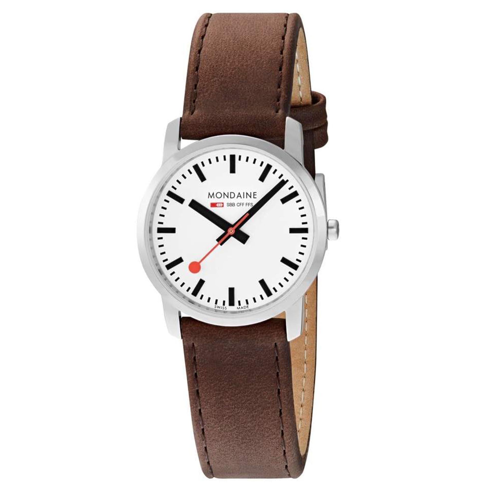 Mondaine Simply Elegant Quartz White Dial Red Leather Strap Unisex Watch A400.30351.11SBP
