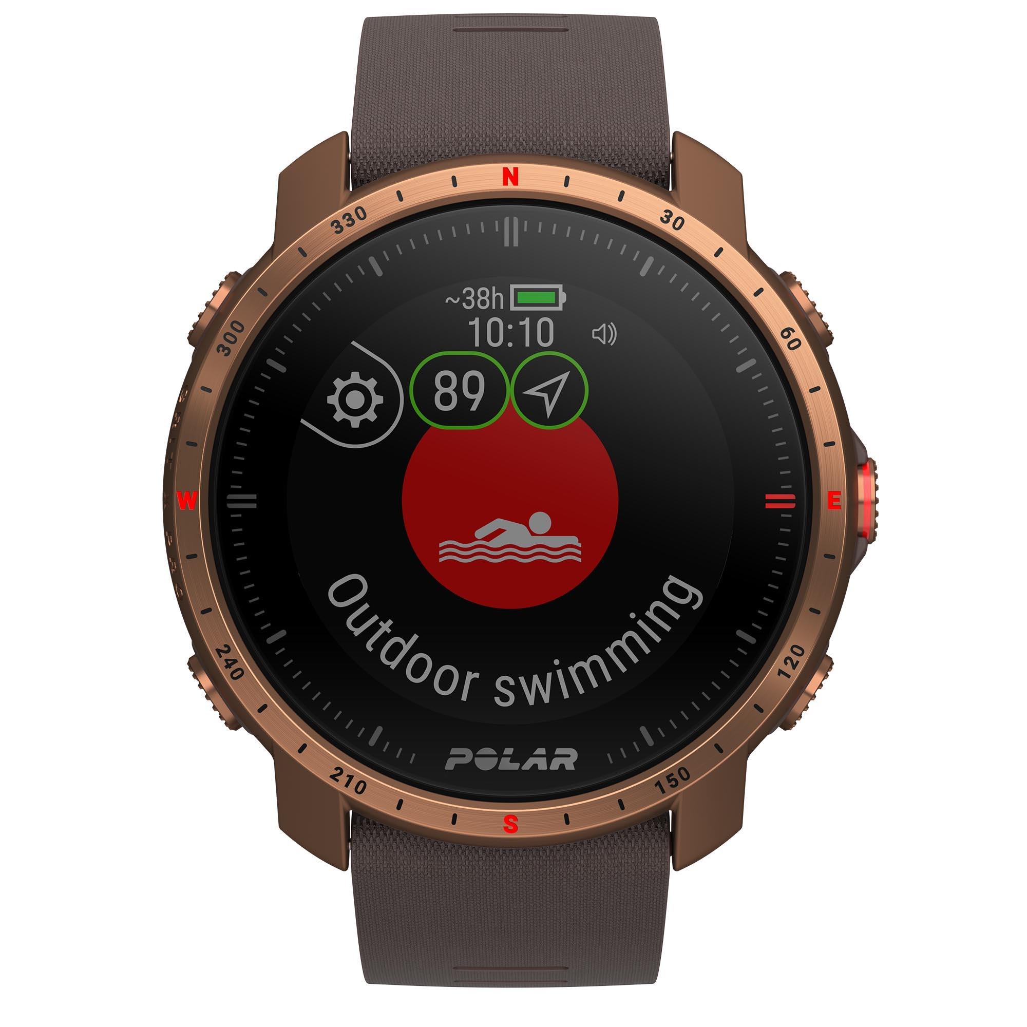 Polar Grit X Pro Nordic Copper Quartz Black Dial Brown Synthetic Rubber Strap Mens Watch 90085775