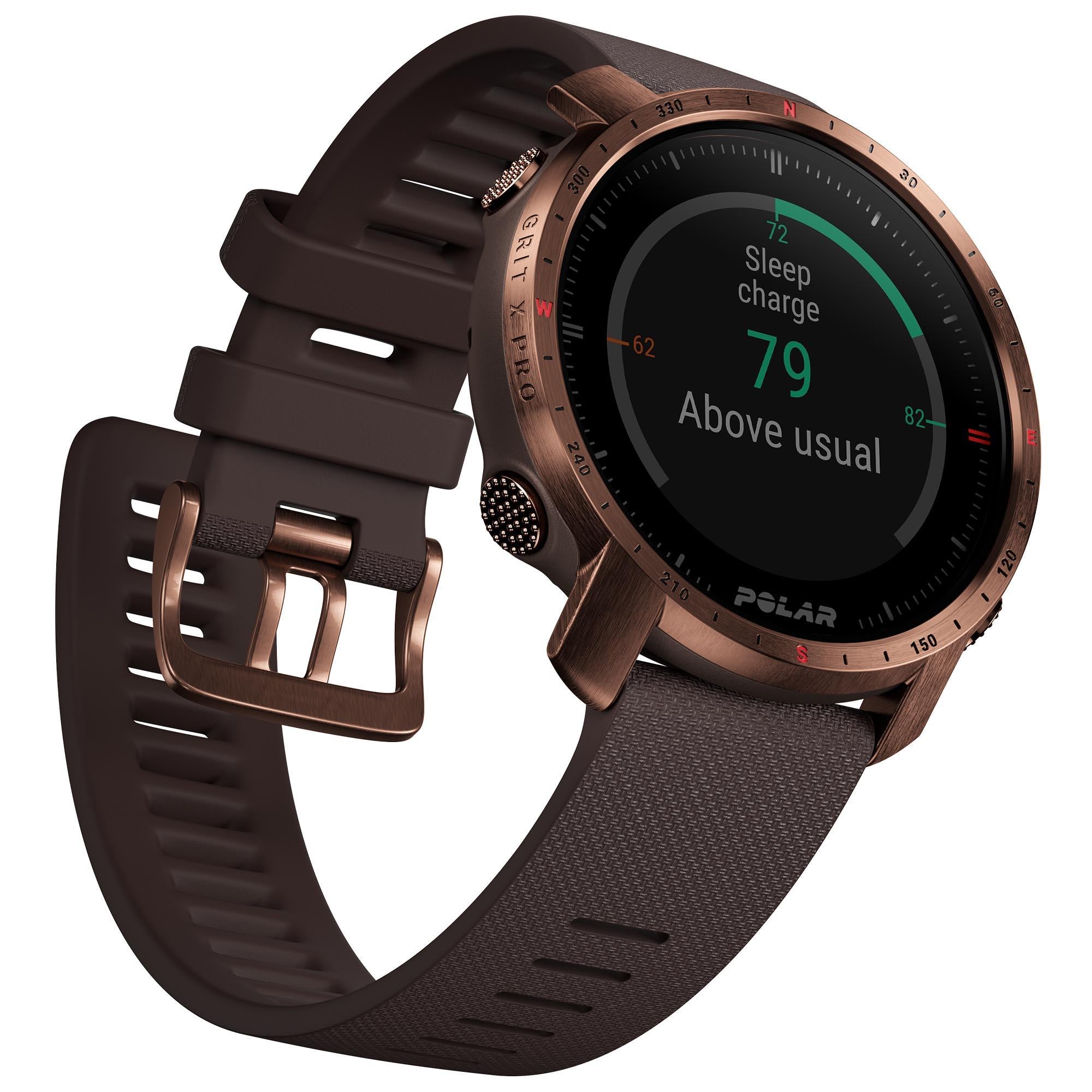 Polar Grit X Pro Nordic Copper Quartz Black Dial Brown Synthetic Rubber Strap Mens Watch 90085775