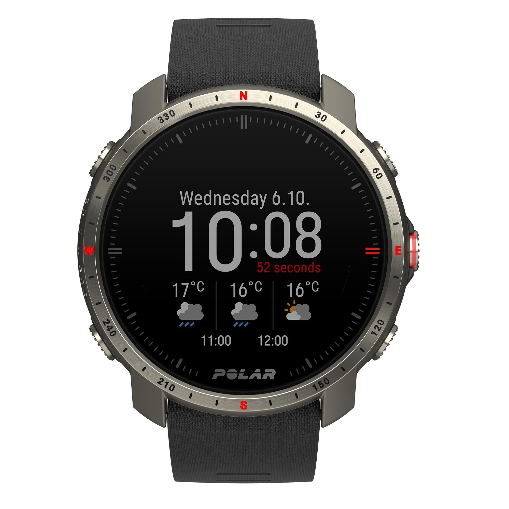Polar Grit X Pro Titan Grey Quartz Black Dial Rubber Strap Watch 90085777
