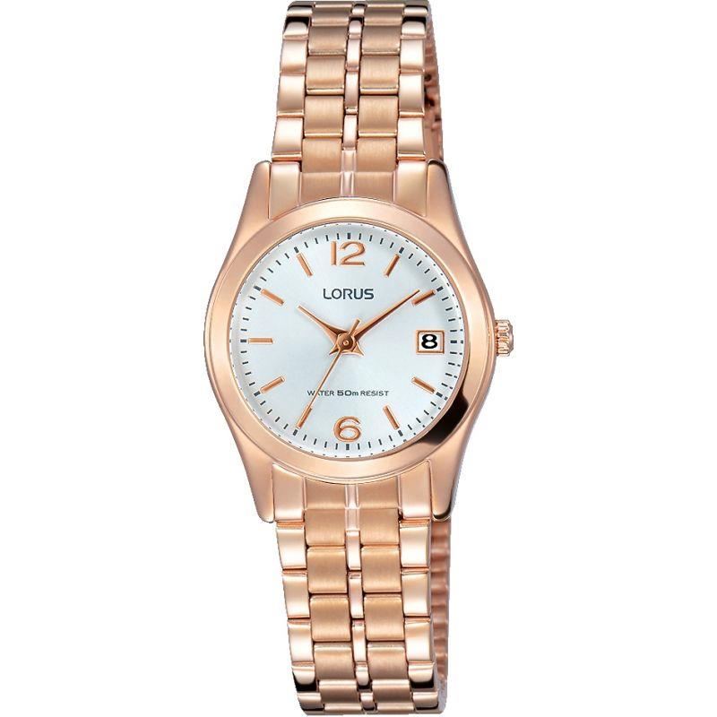 Lorus Quartz White Dial Rose Gold Bracelet Ladies Watch RH732BX9