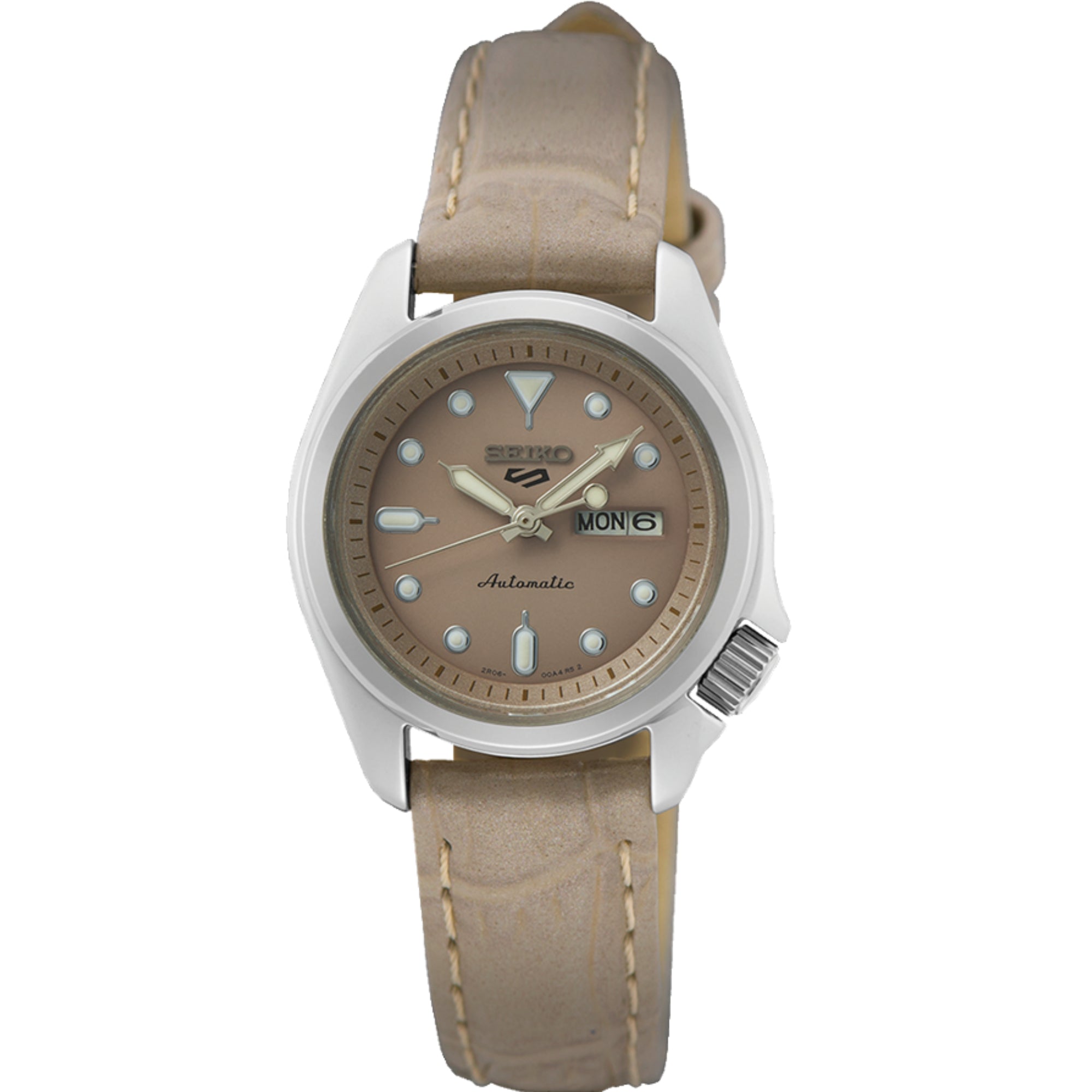 Seiko 5 Sports Automatic Brown Dial Leather Strap Ladies Watch SRE005K1