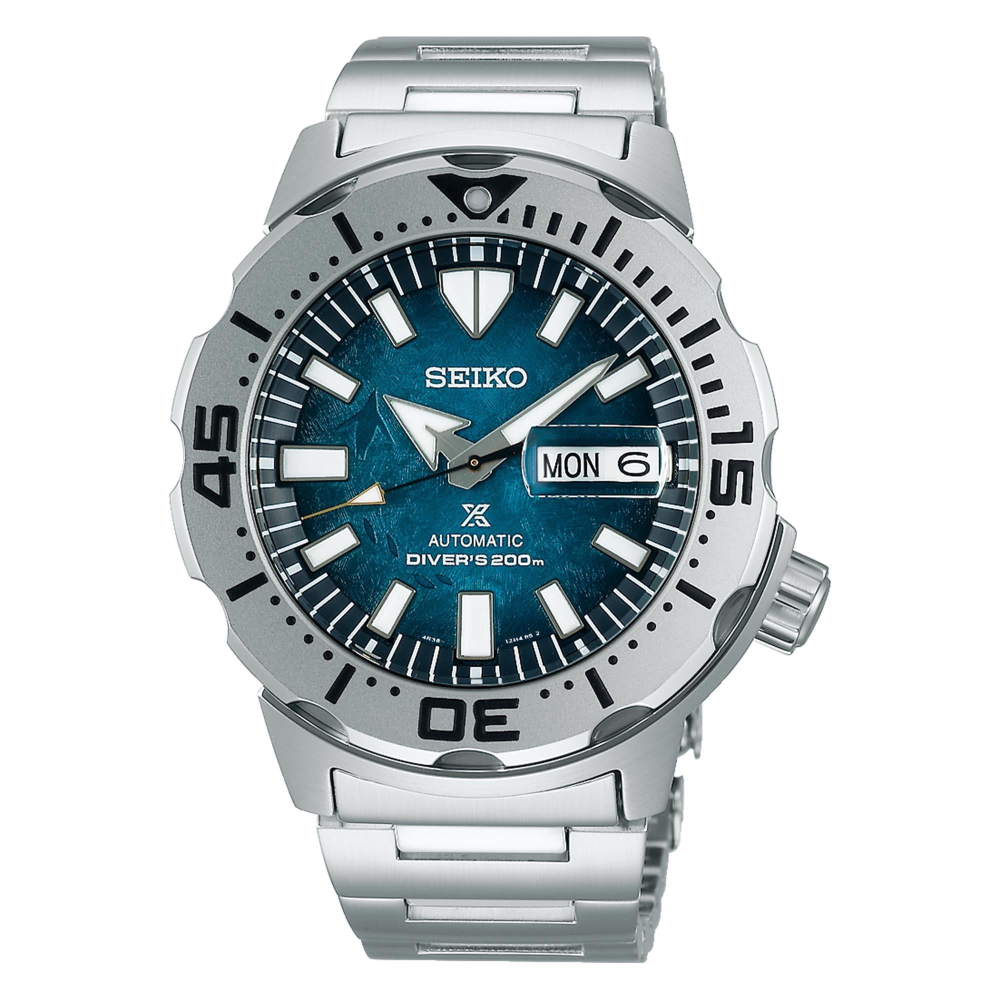 Seiko Prospex Antarctica Monster Save The Ocean Blue Dial Stainless Steel Bracelet Men's Watch SRPH75K1