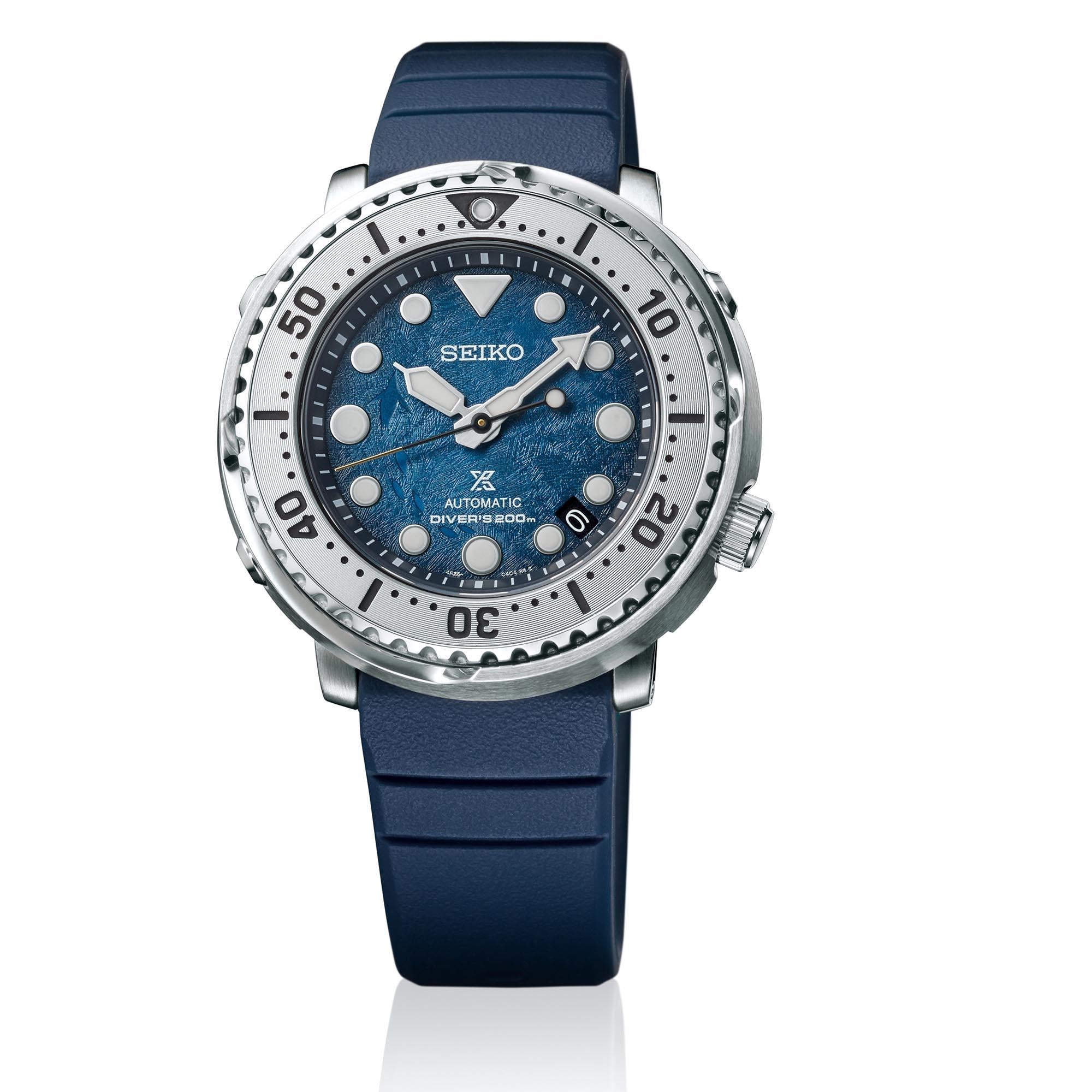 Seiko Prospex Antarctica Tuna Save The Ocean Blue Dial Navy Blue Silicone Strap Men's Watch SRPH77K1