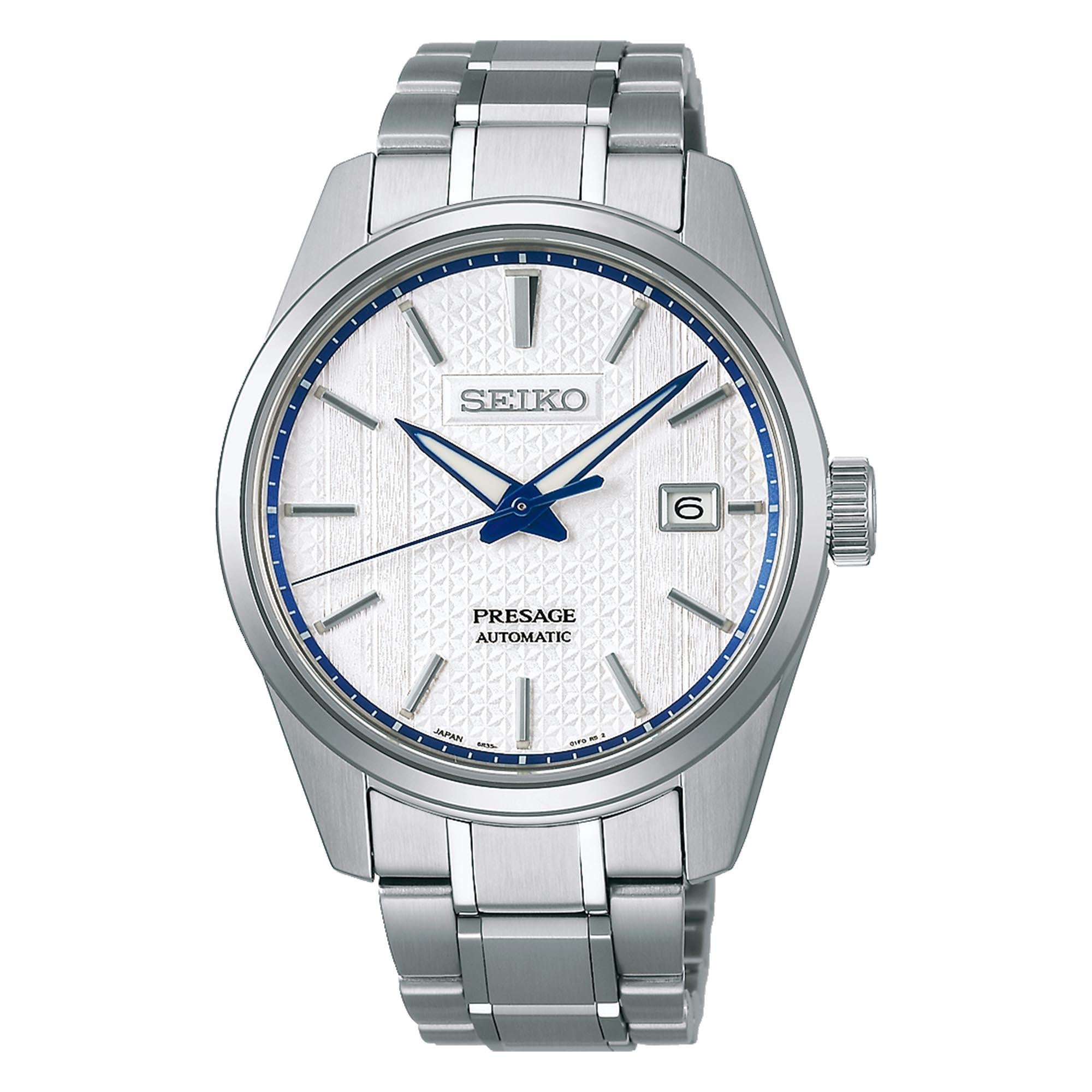 Seiko Presage Sharp Edged Series Zero Halliburton Automatic White Dial Stainless Steel Bracelet Men's Watch SPB277J1