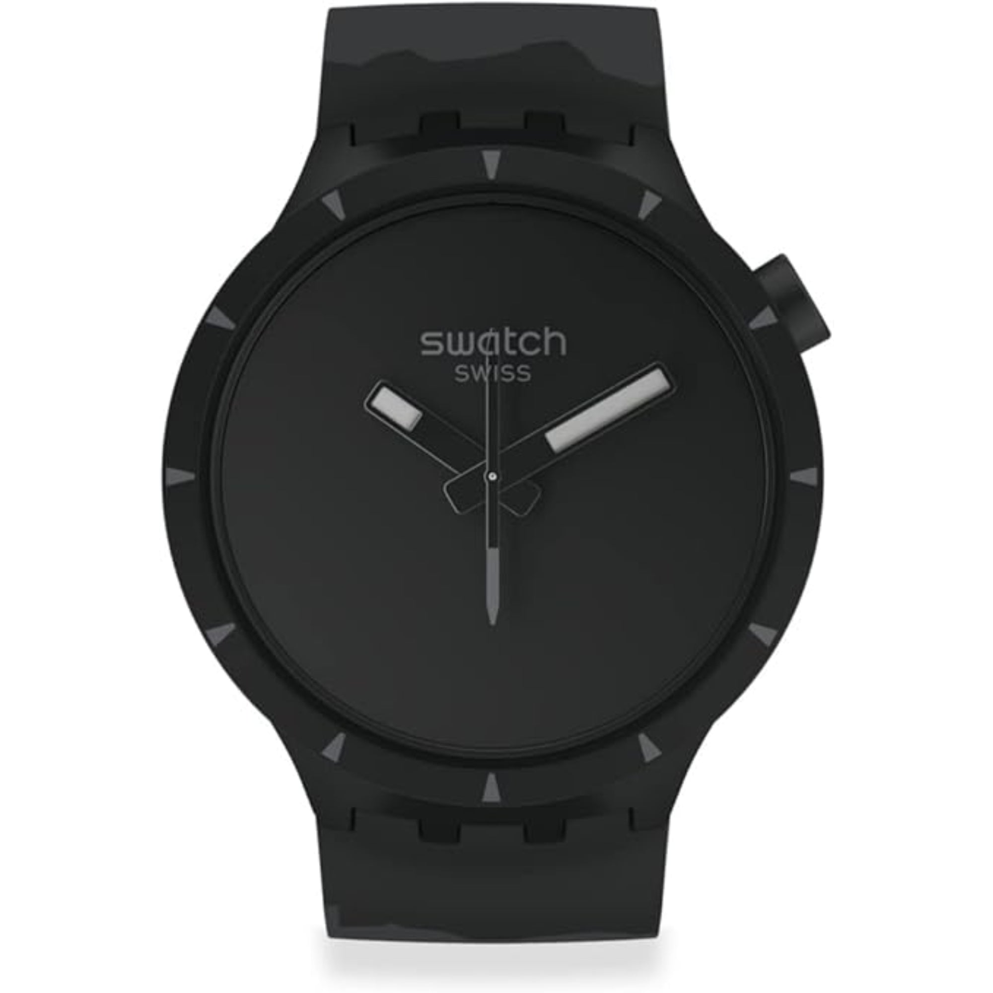 Swatch Big Bold Bioceramic Basalt Quartz Black Dial Silicone Strap Watch SB03B110