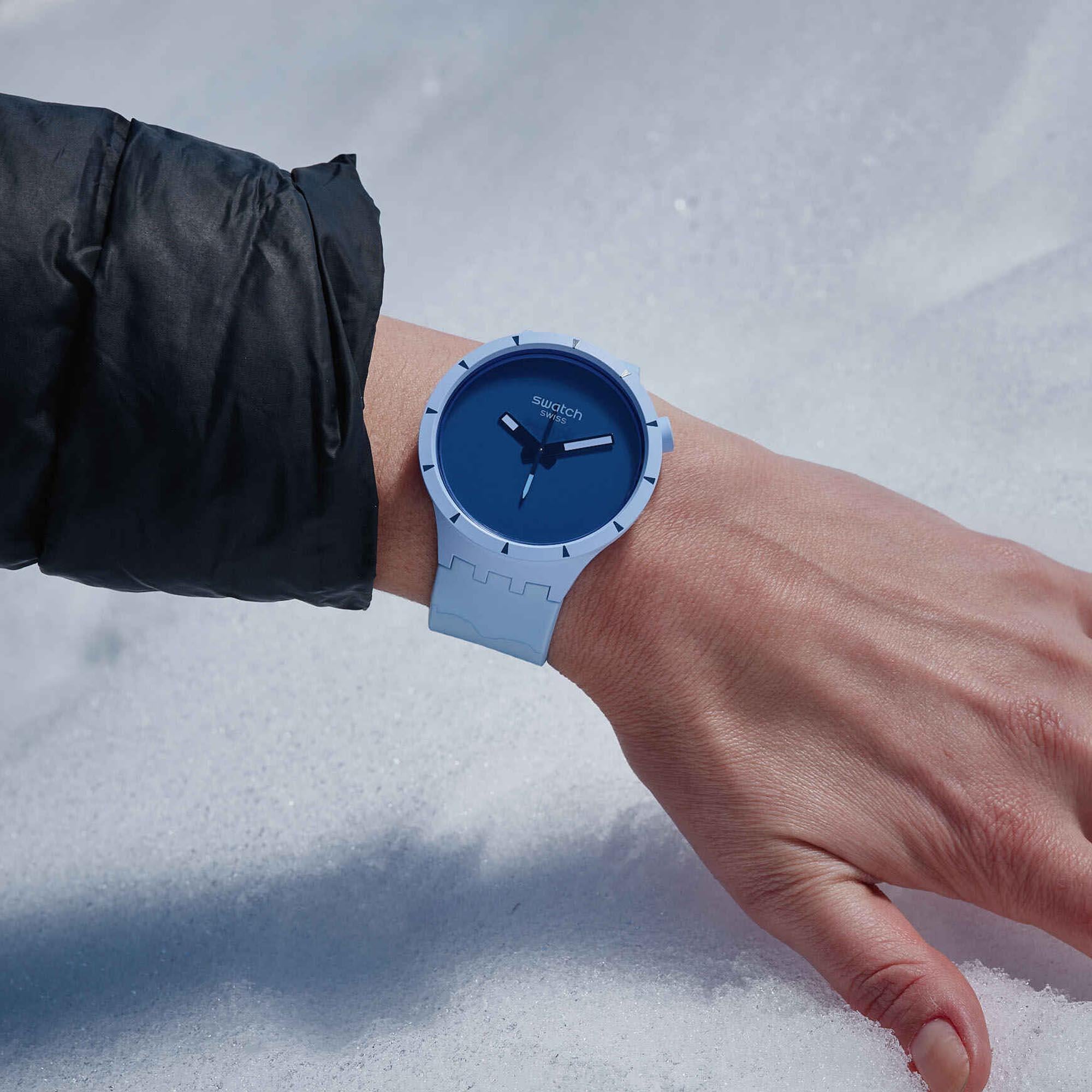 Big Bold Bioceramic Arctic Quartz Blue Dial Blue Silicone Strap Unisex Watch SB03N102