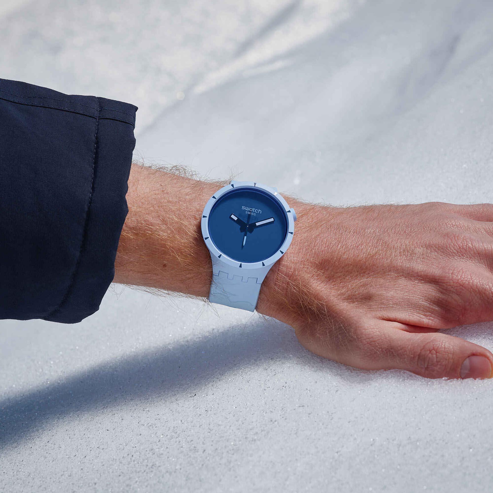 Big Bold Bioceramic Arctic Quartz Blue Dial Blue Silicone Strap Unisex Watch SB03N102